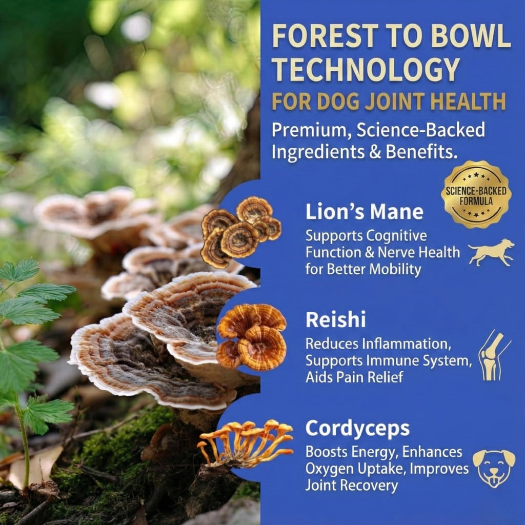 Fifth & Fido Joint Supplement for Dogs - Glucosamine for Dogs - Pet Vitamins and Supplements Powder with Chondroitin & MSM - Hip & Joint Support for Mobility, Stiffness & Flexibility - Mushroom Blend Fifth & FidoBuy Supplements Australia