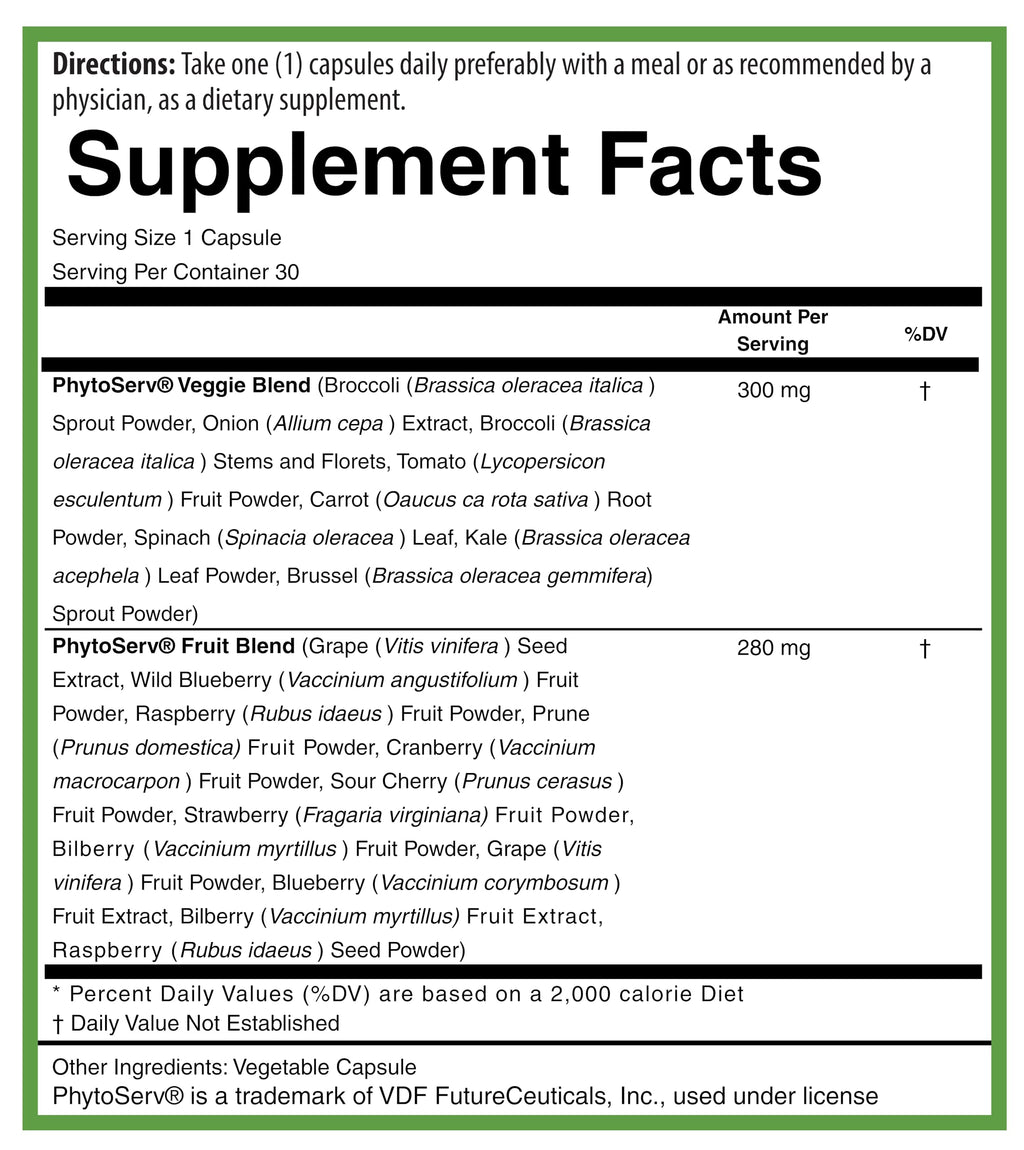 PURE® Greens & Reds Capsules - 30 Servings - 9 Daily Servings of Fruits & Vegetables in 1 Capsule - PhytoServ® Superfood Blend with Broccoli, Kale & Berries - Plant-Based Phytonutrient Shield PUREBuy Supplements Australia