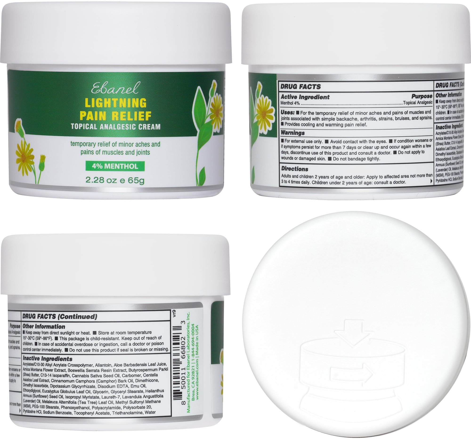 Ebanel Pain Relief Cream for Arthritis, Back, Joint, Foot, Neck, Strains & Sprains with Menthol, Camphor, Arnica, Emu Oil, MSM, Boswellia, Soothing Muscle Pain Relief Cream Ebanel buy supplements Au