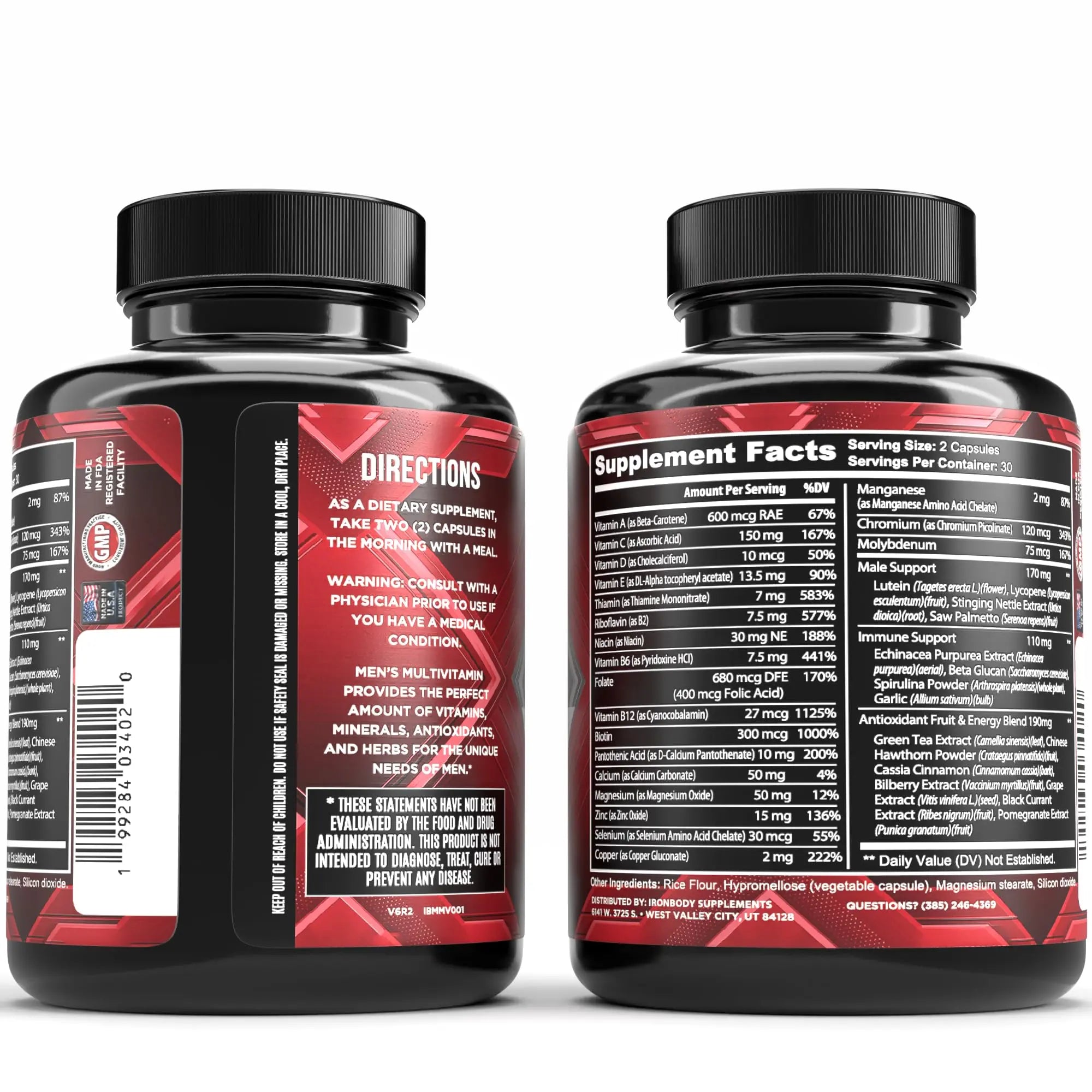 IronBody Supplements, Multivitamin for Men, Vitamins A, B, C, D, E, Zinc. Immune Support, Antioxidant Fruit and Energy Blend. 60 Capsules IronBody SupplementsBuy Supplements Australia