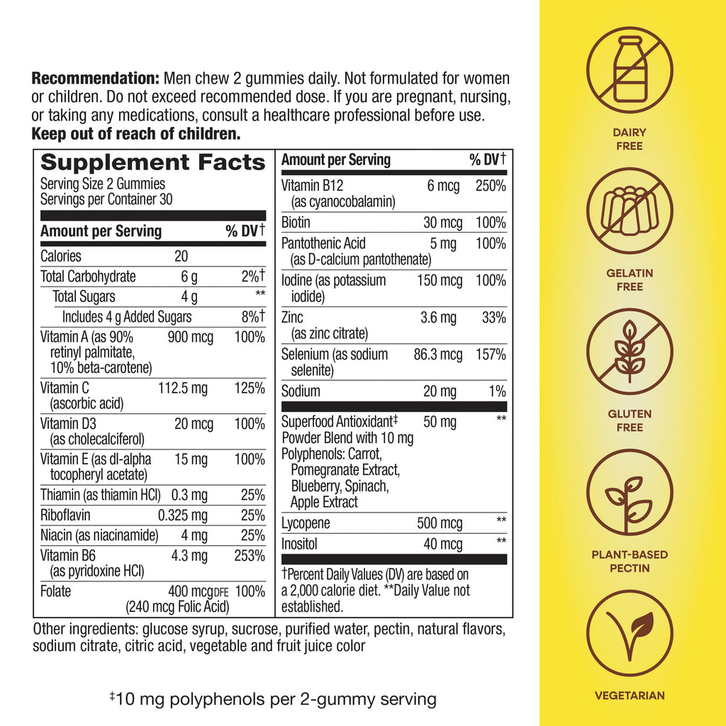 Nature's Way Alive! Men's Multivitamin Gummies, Supports Energy Metabolism*, Muscle Function*, Superfood Antioxidants(1) Nature's WayBuy Supplements Australia