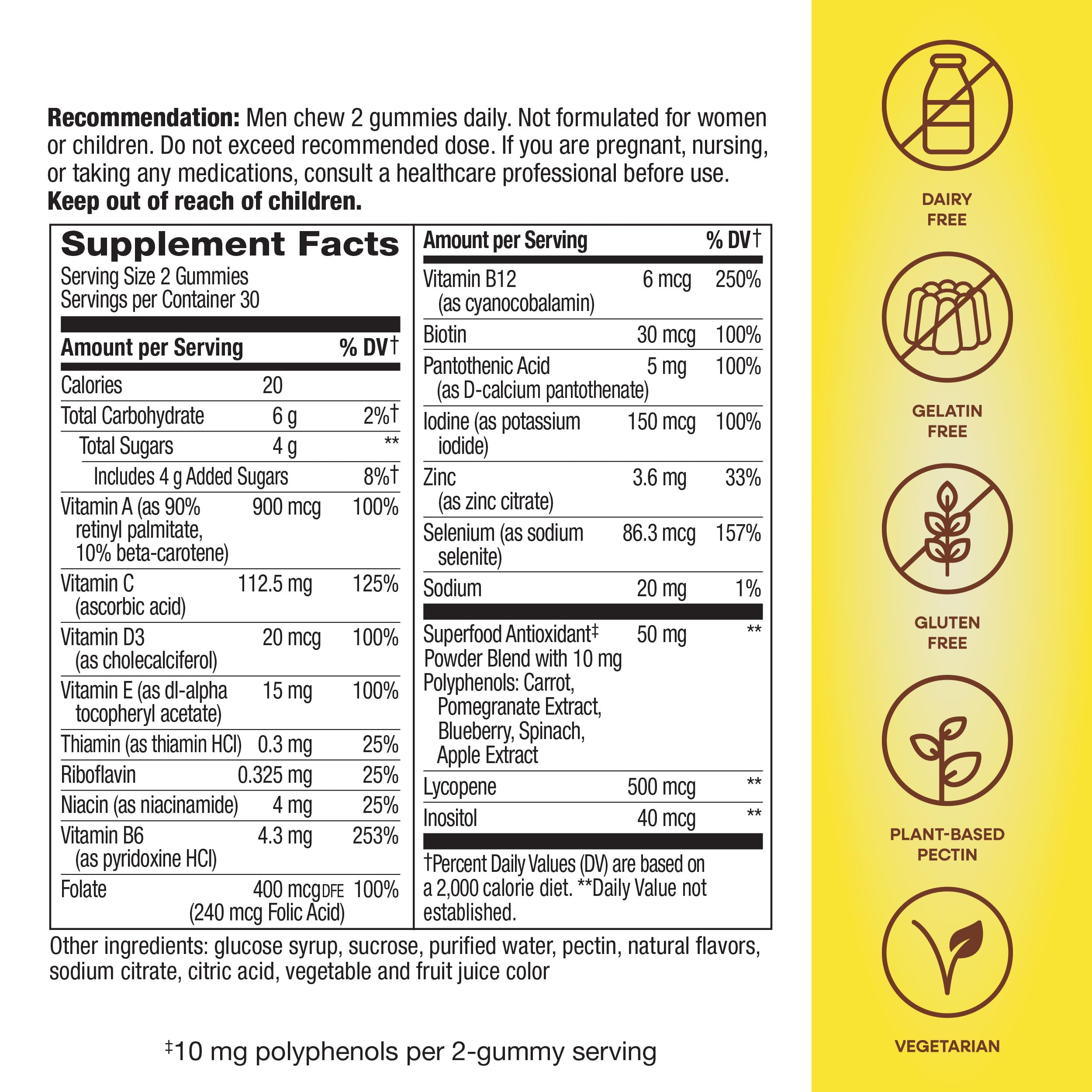 Nature's Way Alive! Men's Multivitamin Gummies, Supports Energy Metabolism*, Muscle Function*, Superfood Antioxidants(1) Nature's WayBuy Supplements Australia