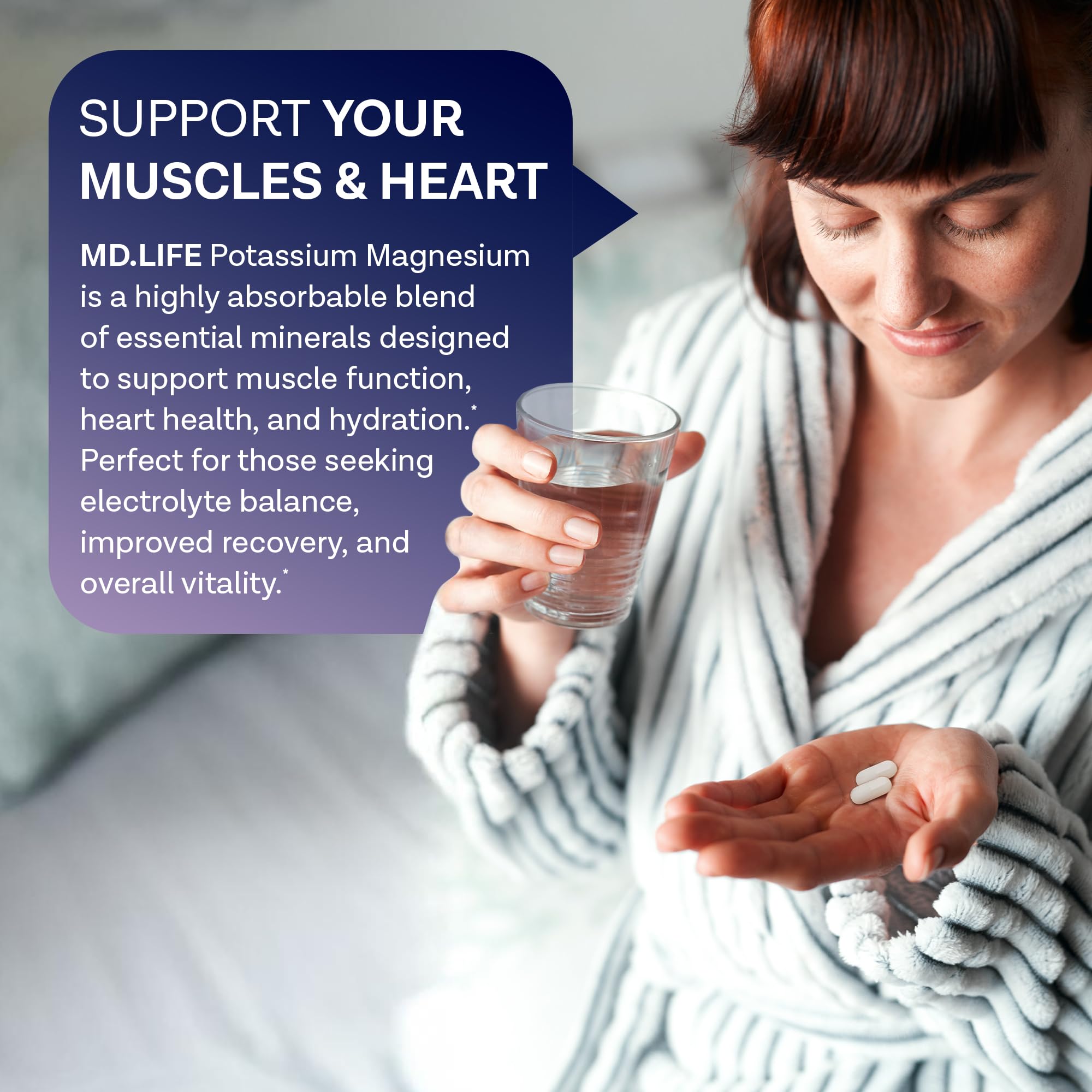 MD. Life Potassium Magnesium Supplement - 30 Capsules - High Absorption Magnesium Complex - Potassium Supplement to Support Vascular Health & Leg Cramp MD.LIFEBuy Supplements Australia