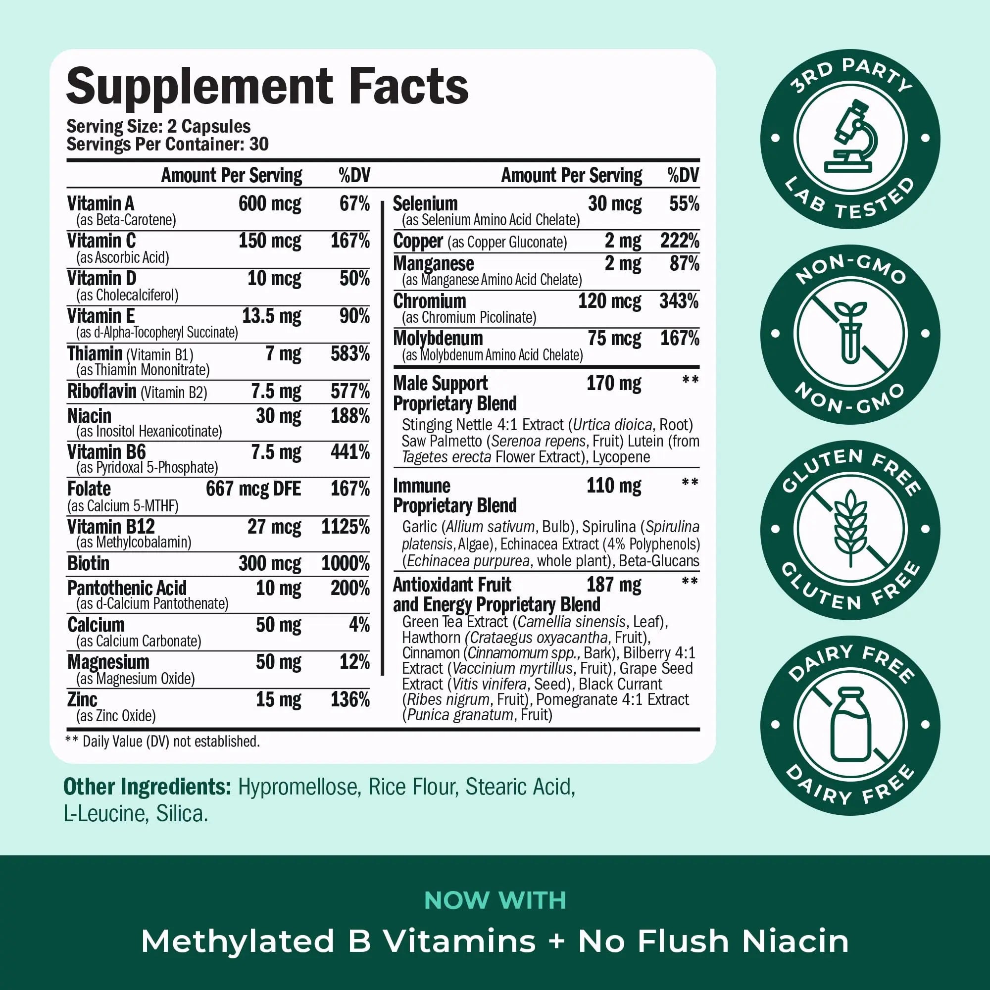 Methylated Multivitamin for Men with Bioavailable Vitamins, Chelated Minerals, Vitamin D, B12, C, A & Zinc for Energy, Focus and Immune Health Vimerson HealthBuy Supplements Australia