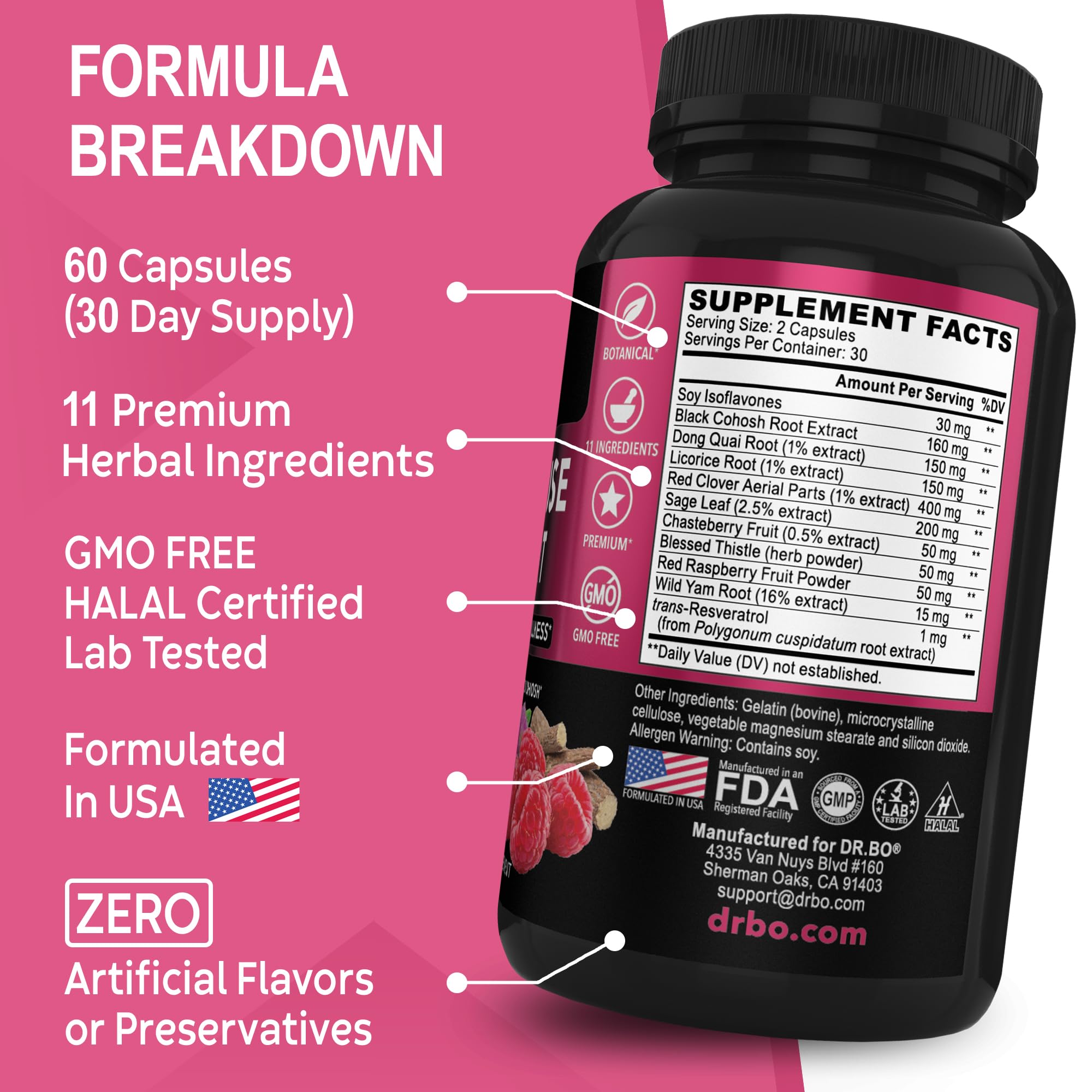 Menopause Supplements for Women Support Pills - Natural Menopause Relief for Hot Flashes, Night Sweats & Mood Swings with Dong Quai, Chasteberry & Black Cohosh - Hormone Balance for Women Supplement DR. BOBuy Supplements Australia