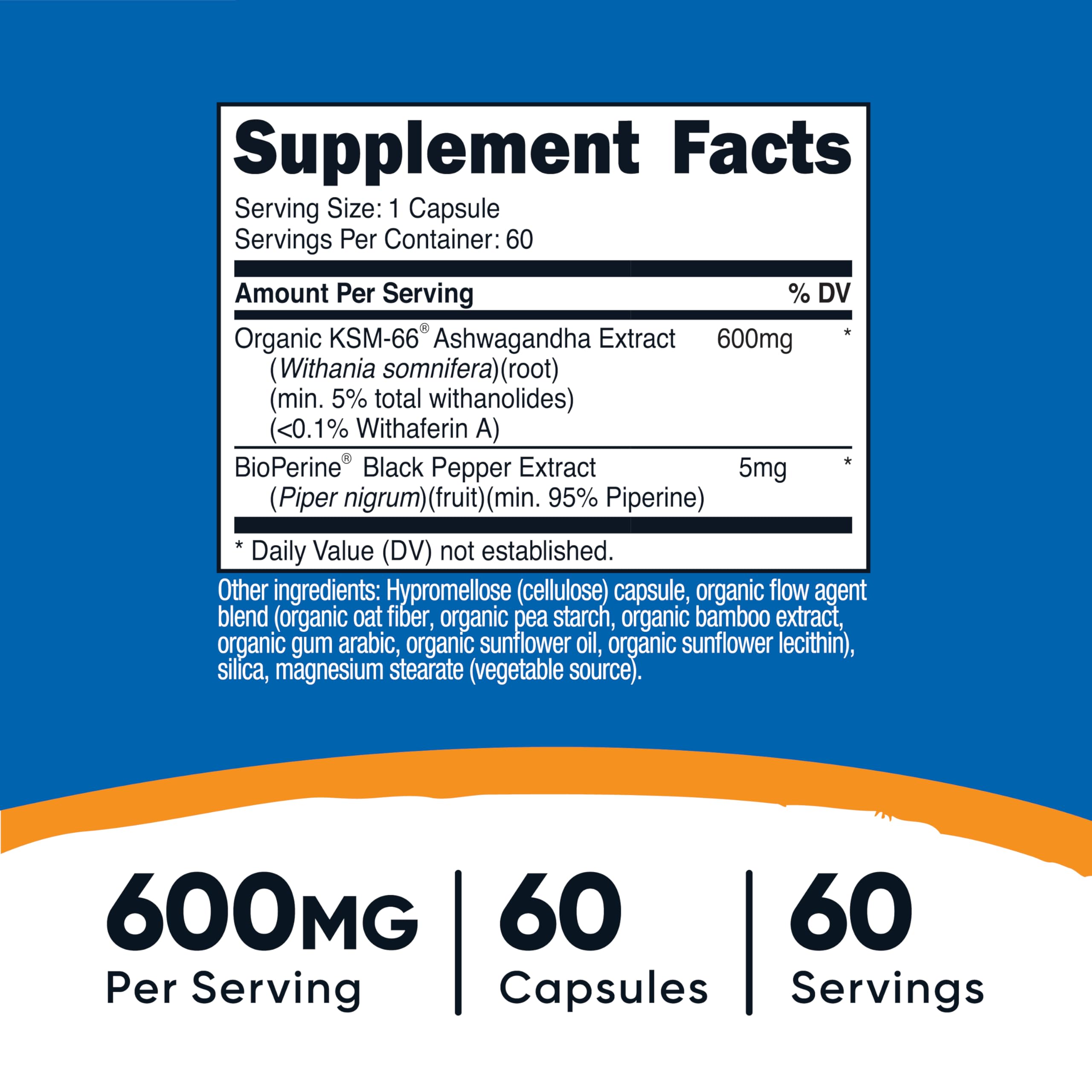 Nutricost KSM-66 Ashwagandha Root Extract 600mg, 60 Veggie Caps - 5% Withanolides - with BioPerine - Full-Spectrum Root Extract NutricostBuy Supplements Australia