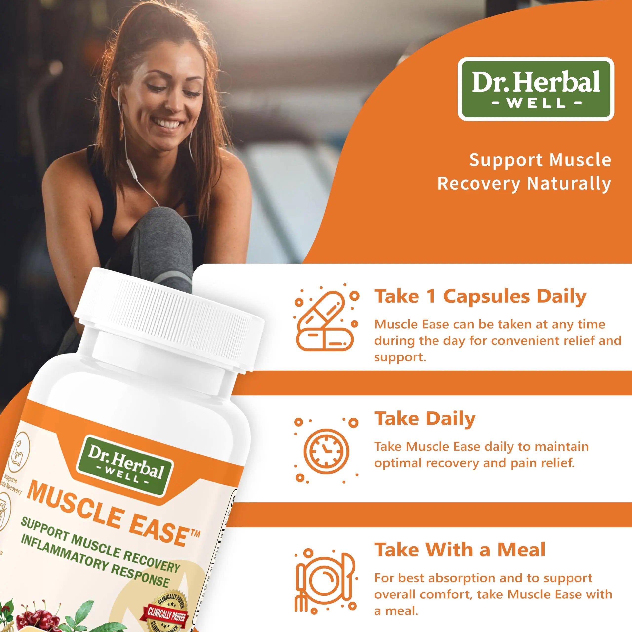 DR.HERBAL WELL Muscle Ease - Joint, Muscle & Nerve Support Fast Acting Relax Comfort Recovery Natural Herbal Supplement - (60 Capsules) MAX-Strength DR. HERBAL WELLBuy Supplements Australia