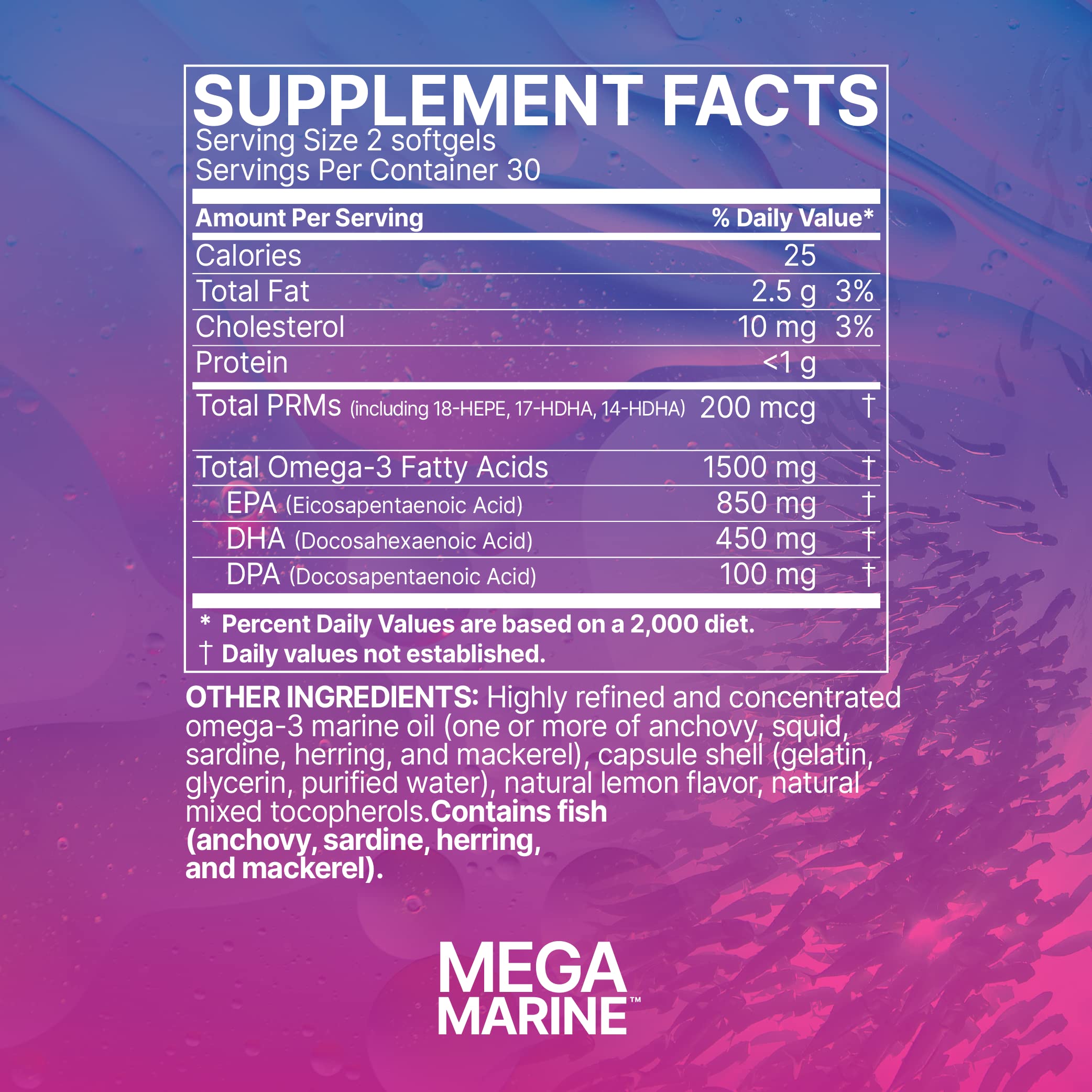 Microbiome Labs MegaMarine Omega 3 Fish Oil Supplements - Gut-Specific EPA DHA Omega 3 Supplement with DPA for Gut Health - Support Immune & Gut Barrier Function (60 Softgels) Microbiome LabsBuy Supplements Australia