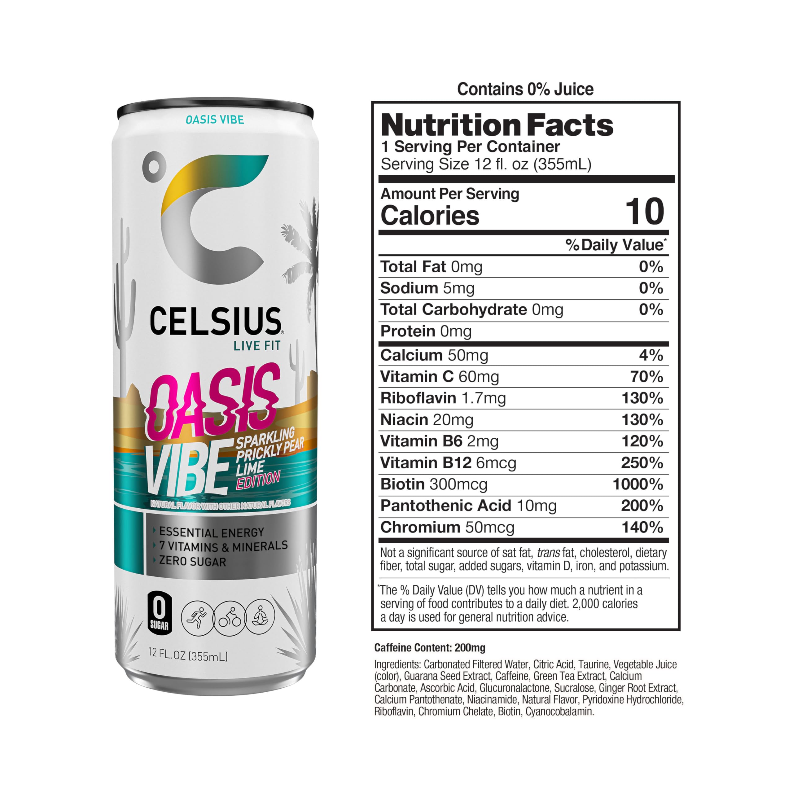 CELSIUS Sparkling Oasis Vibe, Functional Essential Energy Drink, 12 Fl Oz (Pack of 12) CELSIUSBuy Supplements Australia
