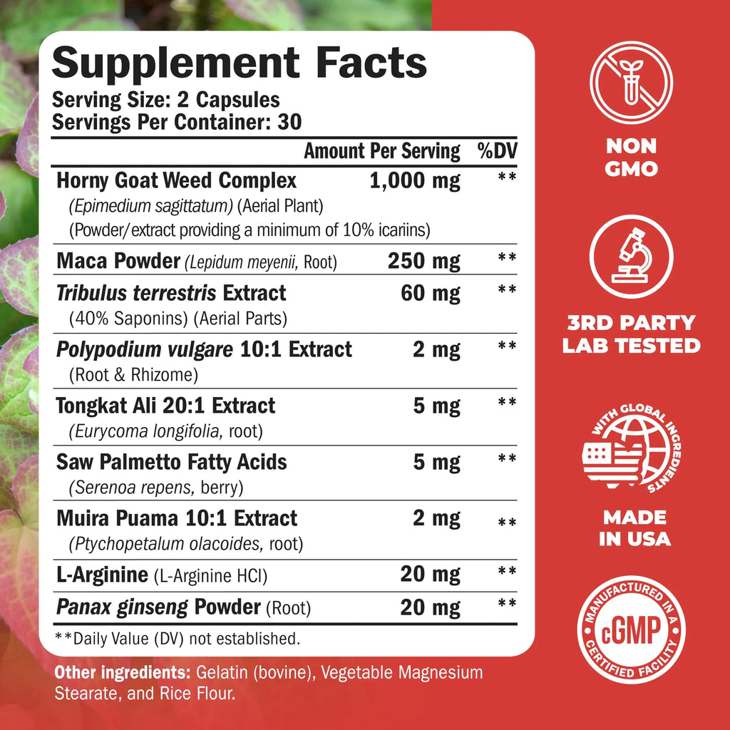 Vimerson Health Multivitamin for Men & Tongkat Ali for Men with Horny Goat Weed, Maca Root Powder, Tribulus Terrestris, Saw Palmetto Extract Vimerson Health