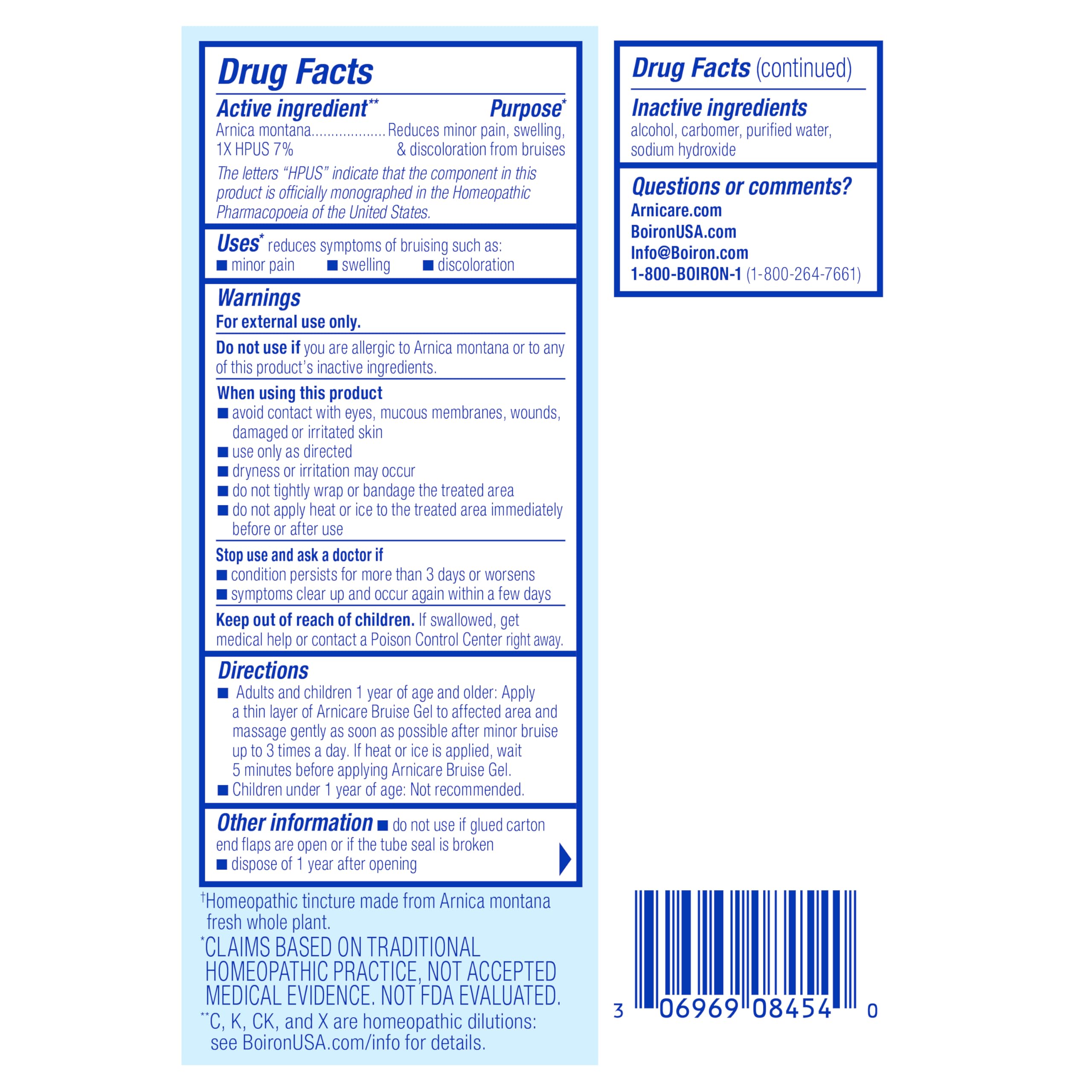 Boiron Arnicare Bruise Gel for Relief of Pain, Inflammation or Swelling, Soreness, and Discoloration - Non-greasy and Fragrance-Free - 1.5 oz BoironBuy Supplements Australia