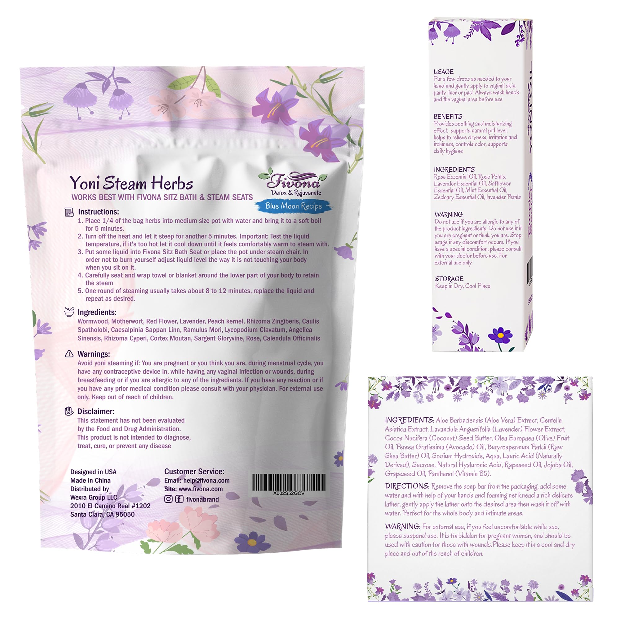 FIVONA Yoni Care Kit 3 in 1 - pH Balanced Natural Vaginal Oil 30 ml, Organic Herbal Soap 5.3 oz FIVONABuy Supplements Australia