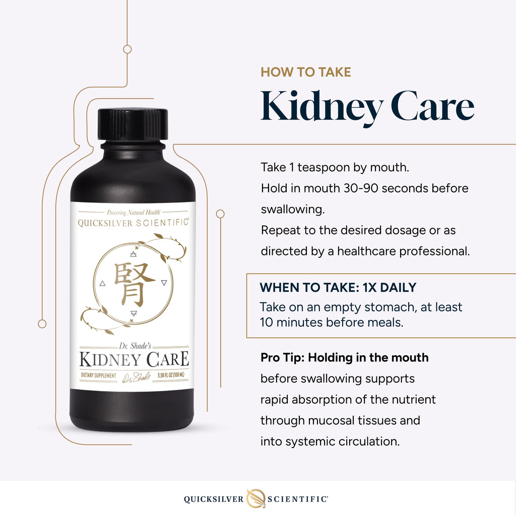 Quicksilver Scientific Kidney Care - Kidney Cleanse & Lymphatic Drainage Supplements - Astragaloside IV Extract, Zhu Ling, Goldenrod, Ferulic Acid, He Shou Wu & Dandelion Leaf (3.38oz / 100ml) Quicksilver ScientificBuy Supplements Australia