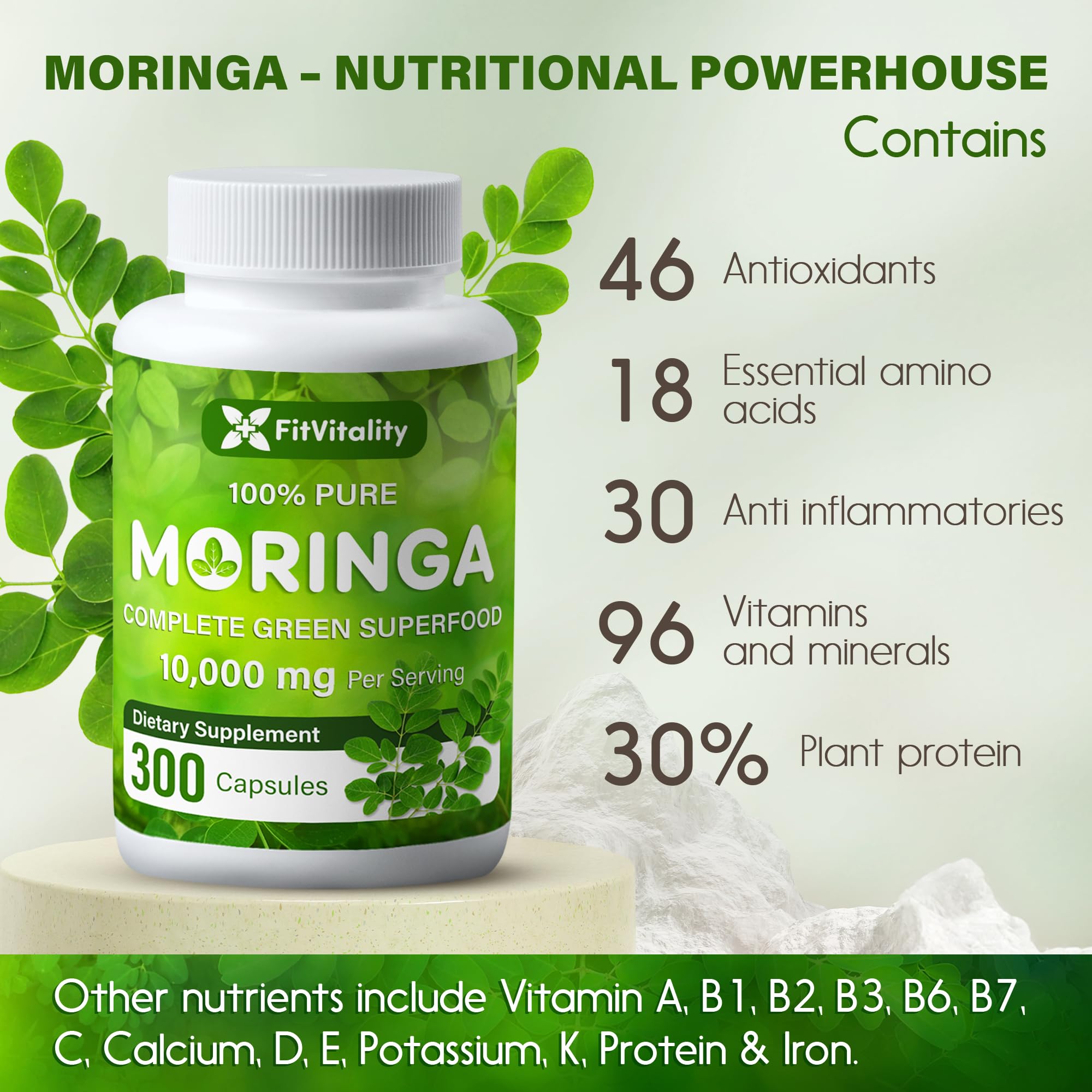 Moringa Capsules| Moringa Oleifera |10,000mg| 150 Capsules| 100% Pure| Non-GMO FitVitalityBuy Supplements Australia