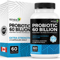 Renew Actives Probiotic Supplement for Digestive Health 60 Billion CFU per 2 Capsules - Advanced Formula with Prebiotic Benefits - Supports Gut Flora Balance & Wellness - Made in Canada - 60 Capsules Renew ActivesBuy Supplements Australia