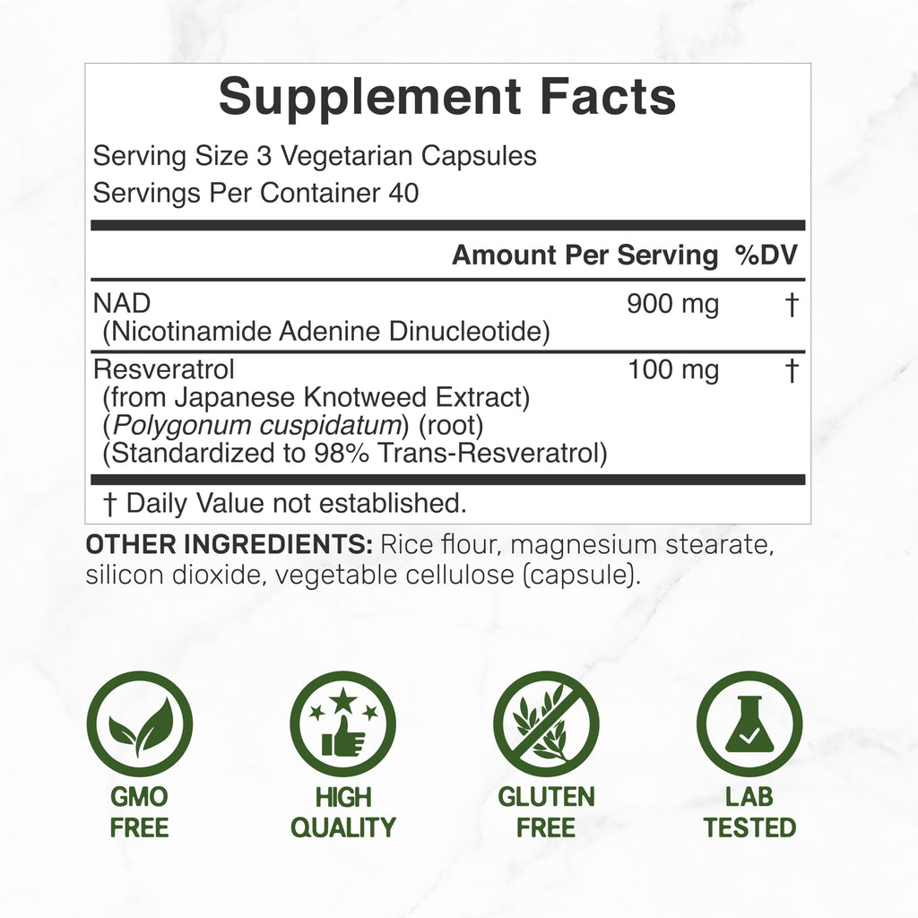 NAD+ Resveratrol Supplement 1,000mg Per Serving, 120 Veggie Capsules | 2-in-1 Extra Strength NMN Supplement Alternative | NAD Supplements for Women & Men | Non-GMO, Gluten Free DEAL SUPPLEMENTBuy Supplements Australia