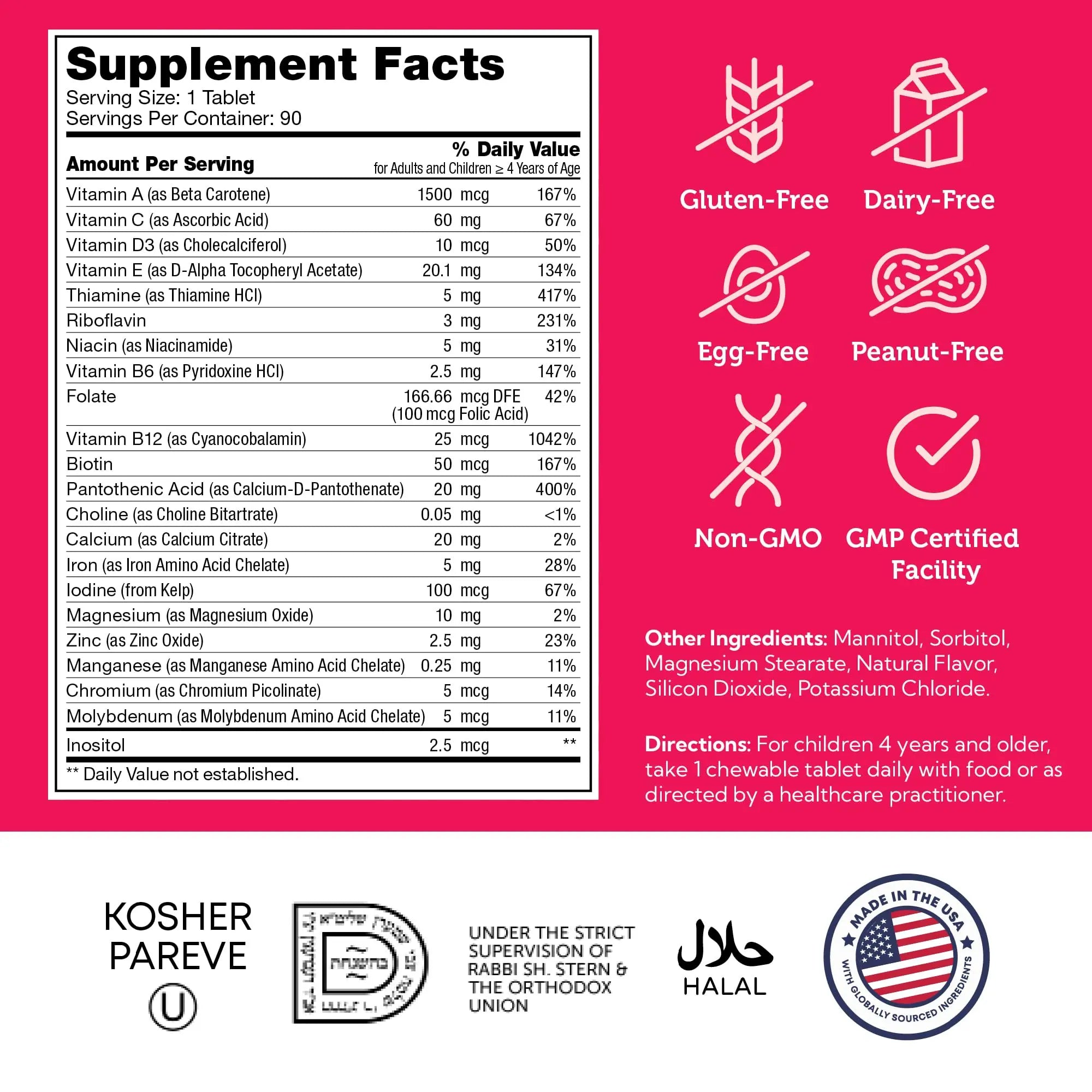 Zahler Kids Multivitamin Chewable Vitamin Tablet - Complete One Daily Vitamins Supplement - Contains 20+ Minerals ZahlerBuy Supplements Australia