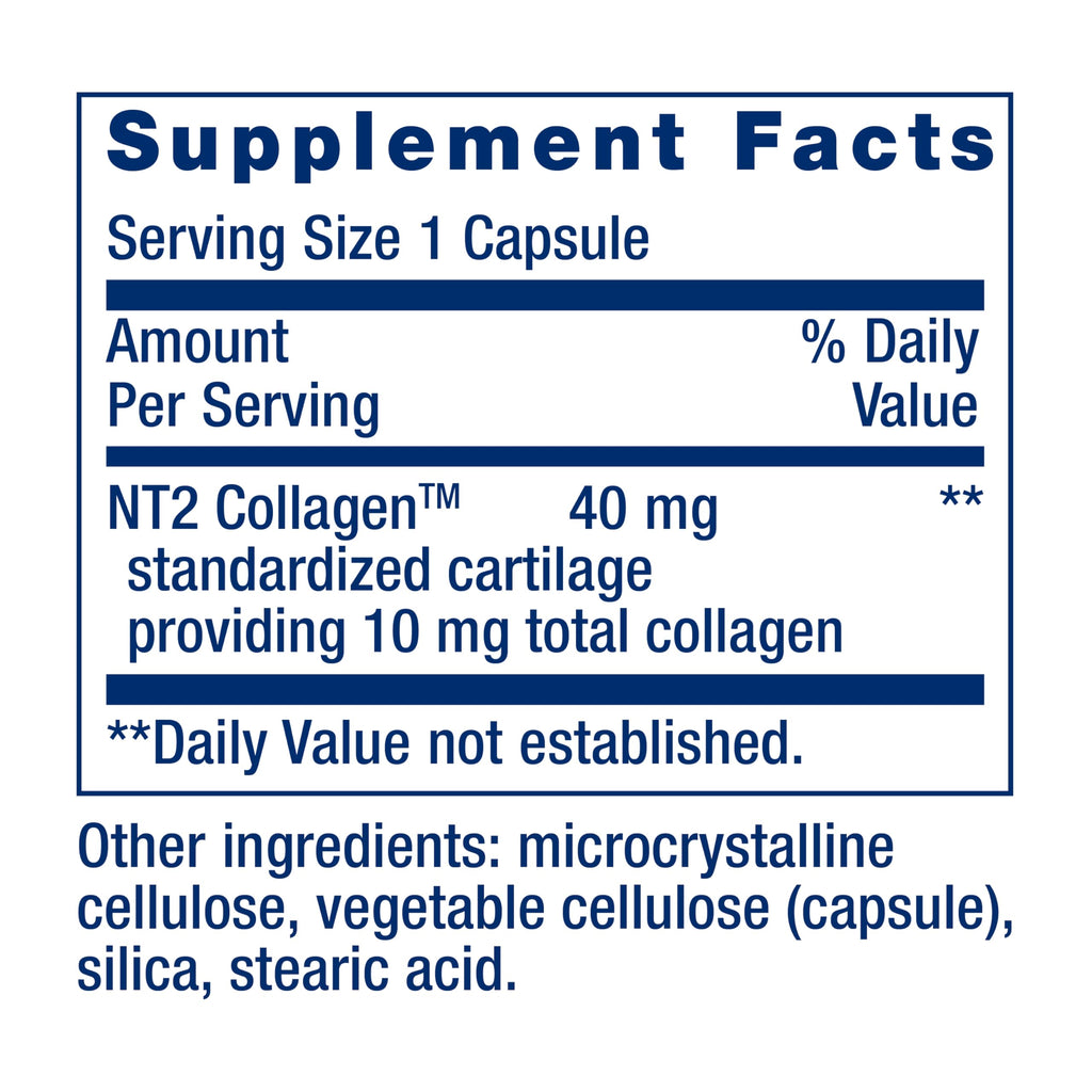 Life Extension NT2 Collagen™, Joint Health Supplement for Joint Comfort & Mobility, Gluten-Free, Non-GMO, 1 Daily, 60 Small Capsules Life ExtensionBuy Supplements Australia
