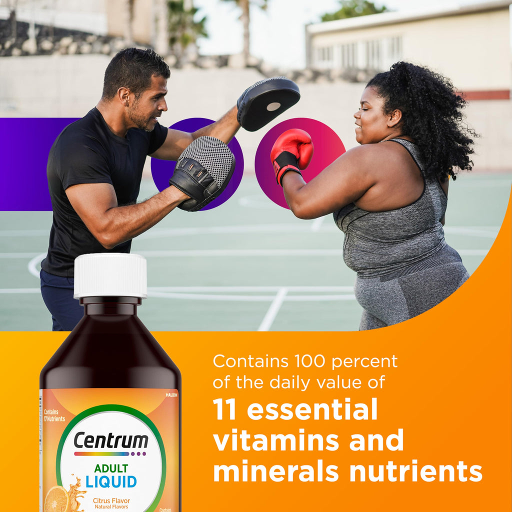 Centrum Liquid Multivitamin for Adults, Multivitamin/Multimineral Supplement with B Vitamins and Antioxidants, Citrus Flavor - 8 Fl Oz