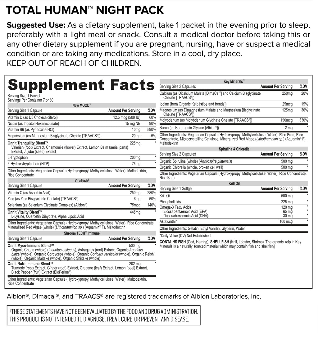 ONNIT Total Human Day and Night Vitamin Packs, 7-Day Supply Capsule
