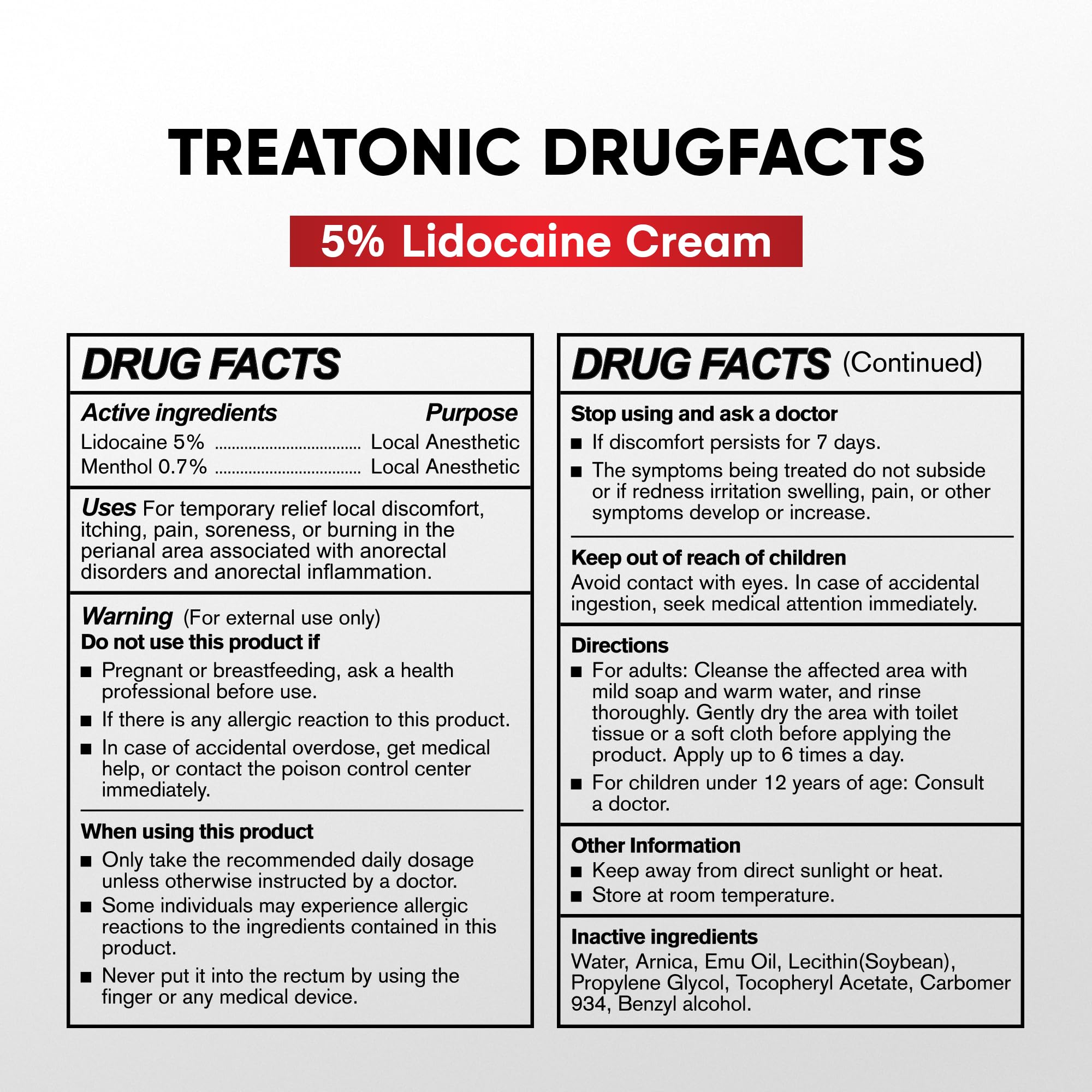 Treatonic 5% Lidocaine Numbing Cream: Lidocaine Cream for Pain Relief, Itching, Burning, Soreness, Hemorrhoid - Maximum Strength Topical Numb Cream - Fast Acting & Long Lasting Numbing Cream - 4.2 oz TreatonicBuy Supplements Australia