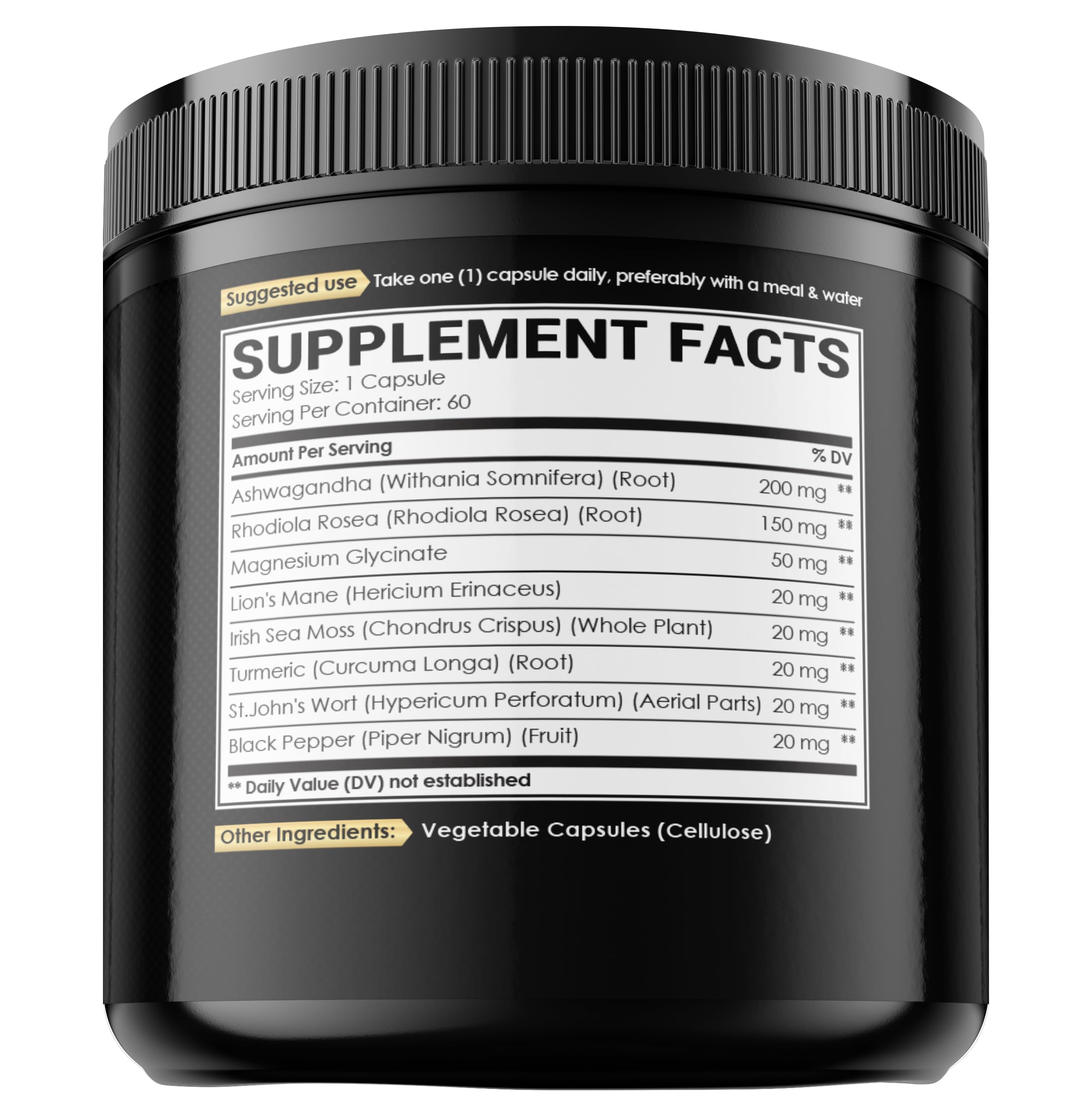 8in1 Cortisol Shield - Ashwagandha and Magnesium, Rhodiola Rosea, Lions Mane, Sea Moss, Turmeric, St Jonh's Wort - Mind& Mood Balance, Rest Well, Support Immume - 60 Capsules NUQIITBuy Supplements Australia