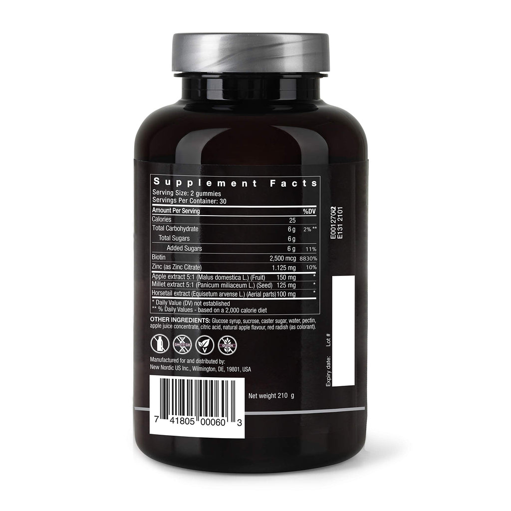 NEW NORDIC Hair Volume Gummies, 2500 mcg Biotin, Daily Hair Vitamins Supplement to Support Hair Skin & Nails, Vegan, 60 Count (Pack of 3) NEW NORDICBuy Supplements Australia