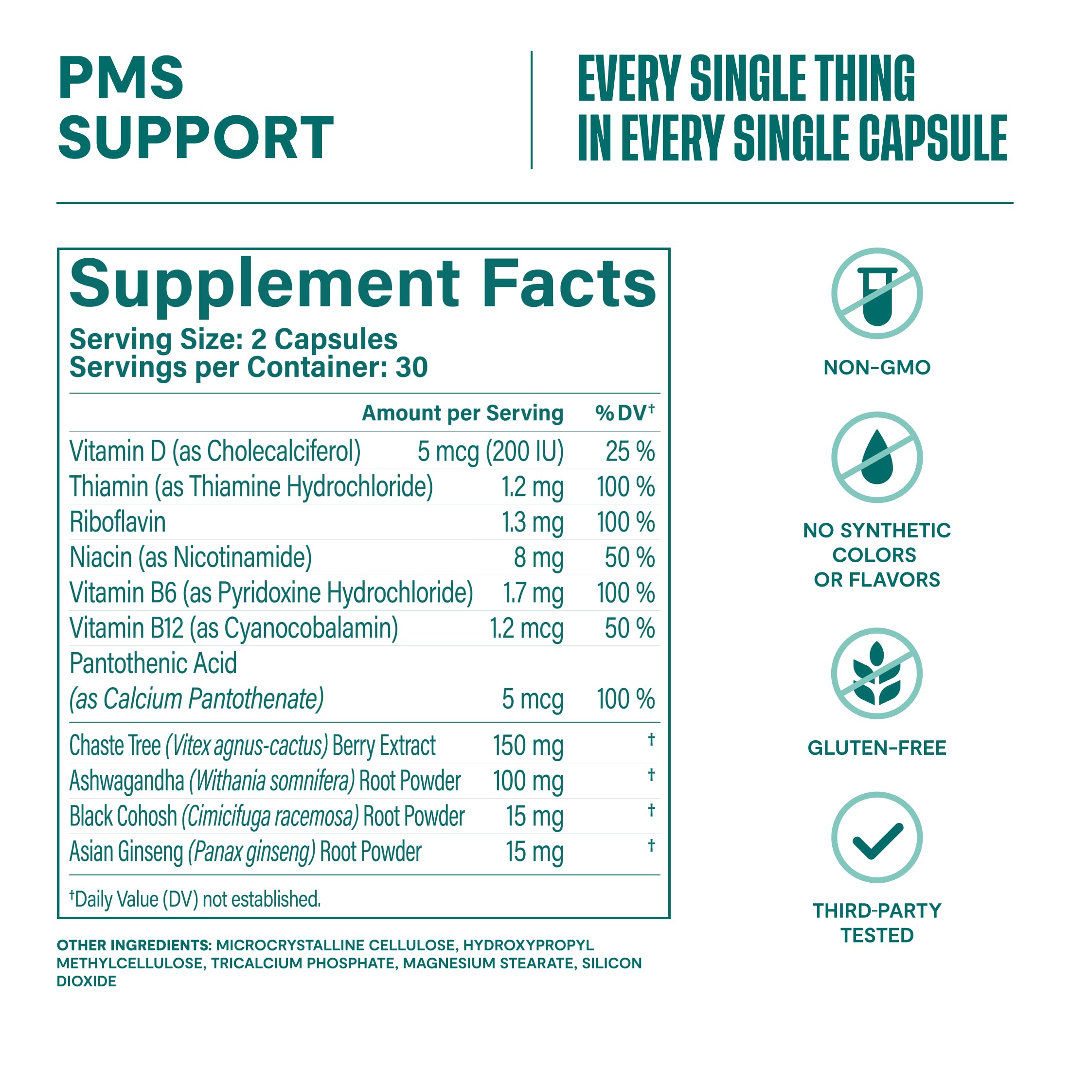 Habit PMS Support Supplement for Women (60 Capsules) - Supports Premenstrual Symptoms & Stress, Hormone Balance, Mood, B Vitamins, Vitamin D, Chasteberry, Ashwagandha, Gluten-Free, Non-GMO (1 Pack) H' HabitBuy Supplements Australia