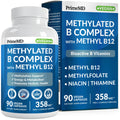 Methylated B Complex with Methylfolate and B12 Methylcobalamin 1000 mcg - Methylated Multivitamin for Energy, Brain Function, and Wellness - Vitamin B Complex for Men & Women