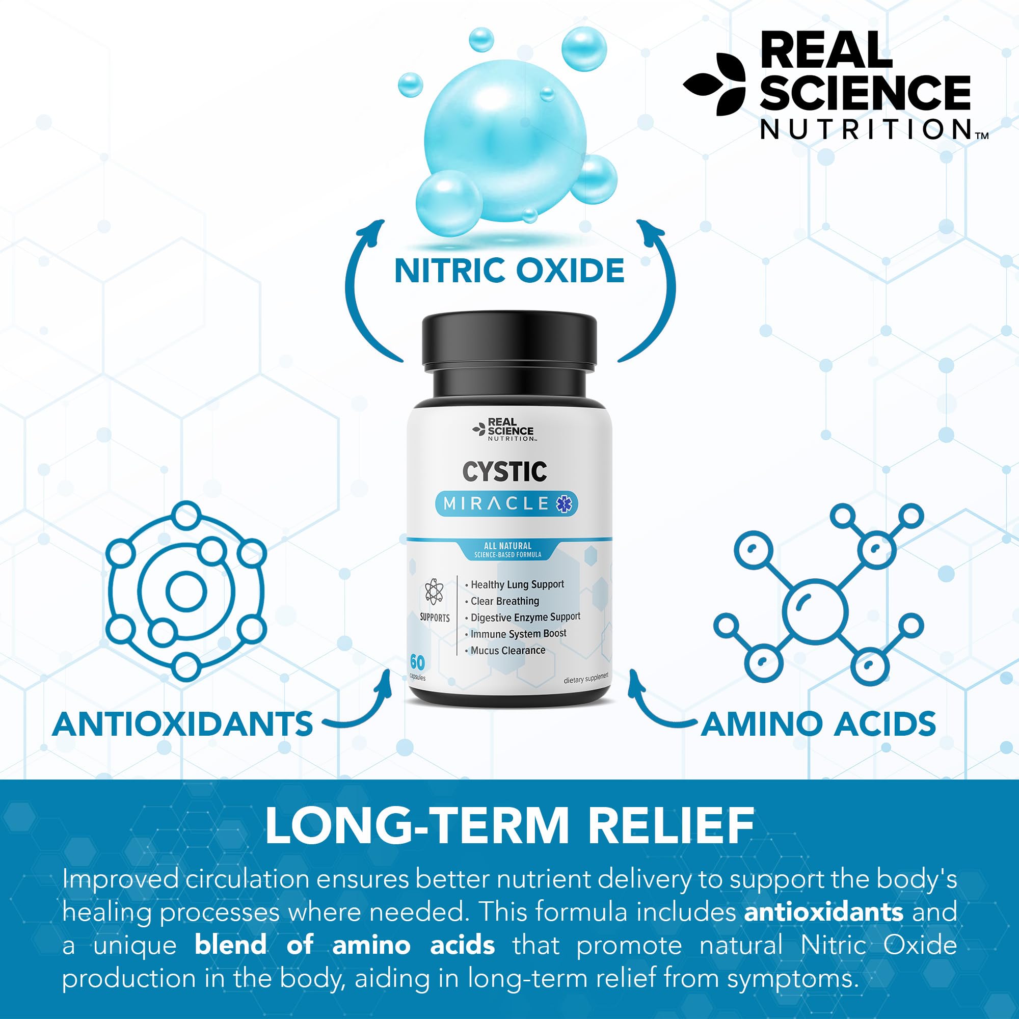 Real Science Cystic Miracle - Lung Support Supplement for Breathing Support and Mucus Clearance – with Vinitrox & GABA to Help Clear Lungs and Aid Respiratory Health, Made in USA, 60 Caps Real Science NutritionBuy Supplements Australia