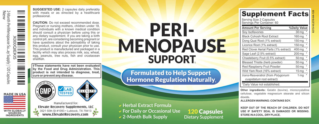 Perimenopause Support (2-Month) Supplement Blend | Women's Health & Hormone Support with 11 Herbs & Extracts | Female Hormonal Balance Supplements | 60-Day Bulk Supply | 120 Capsules Elevate Recovery SupplementsBuy Supplements Australia