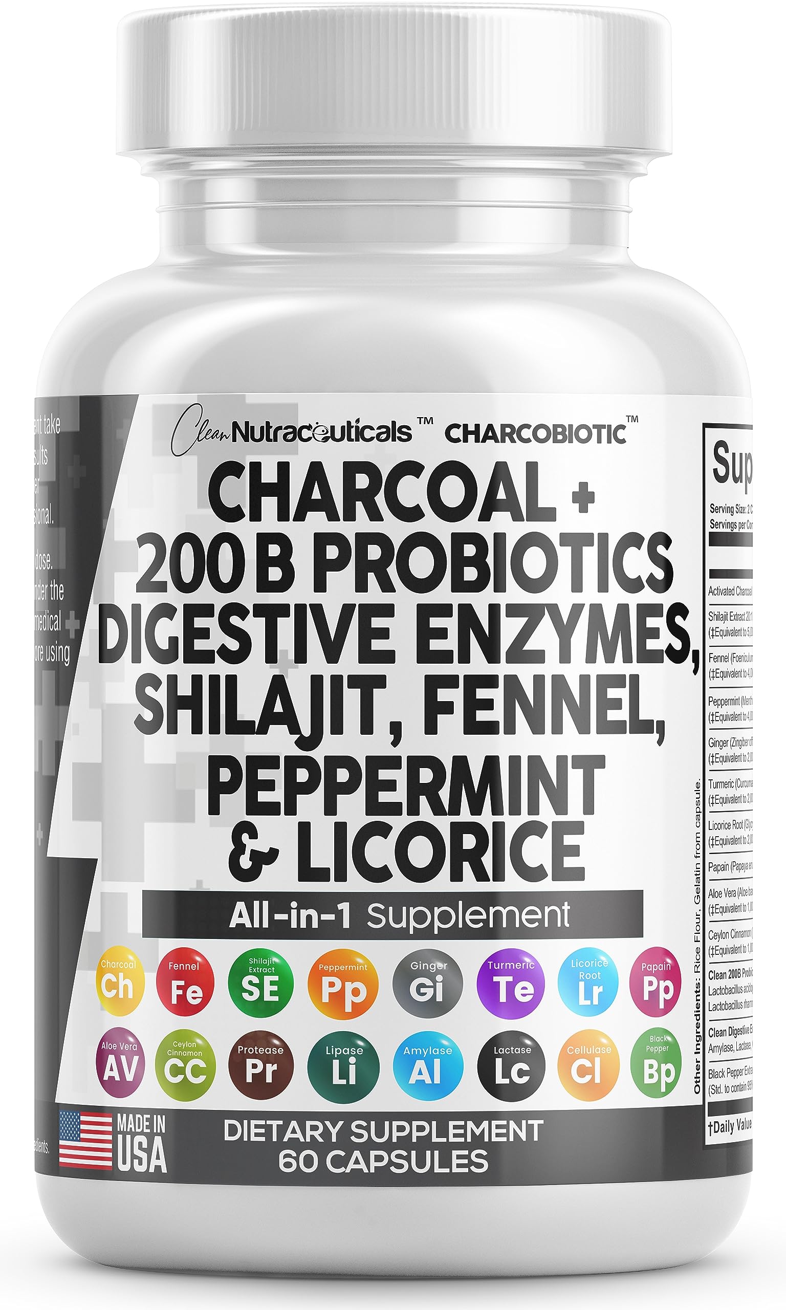 Clean Nutra Activated Charcoal Capsules 1000mg Shilajit 5000mg Pills