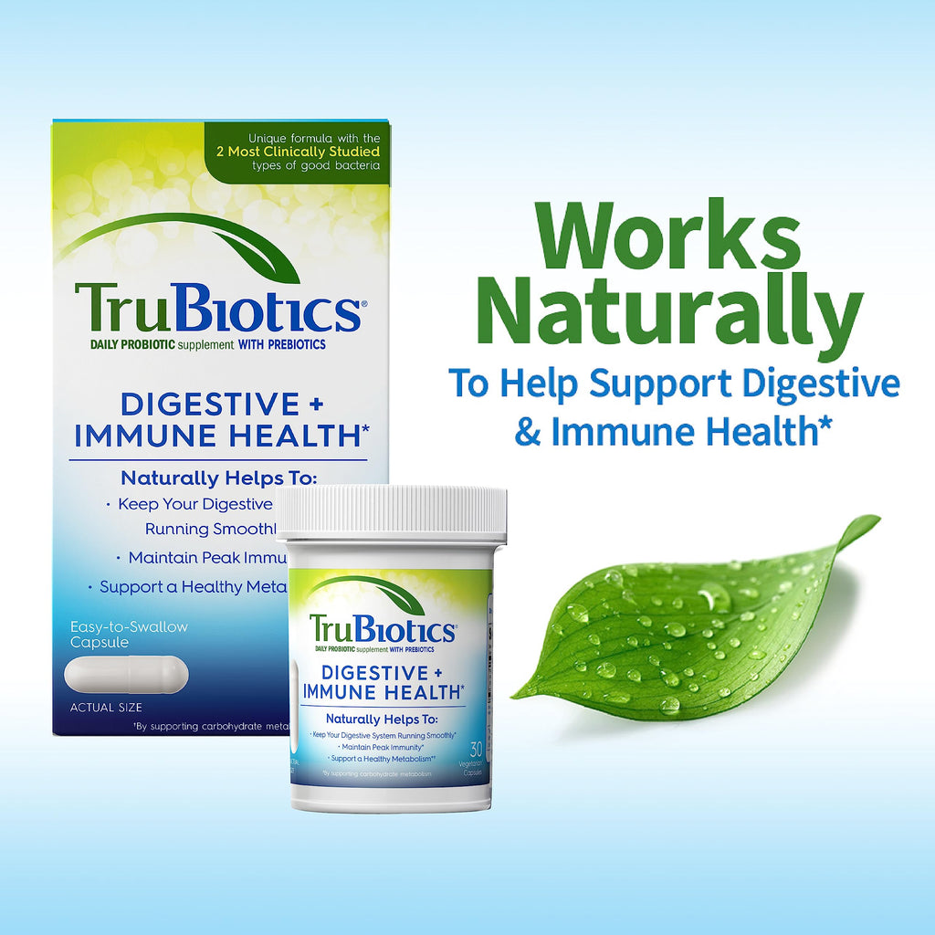 TruBiotics Probiotics for Digestive & Immune Health, Supports Regularity & Helps Relieve Abdominal Discomfort, Gas & Bloating, 2 Clinically Studied