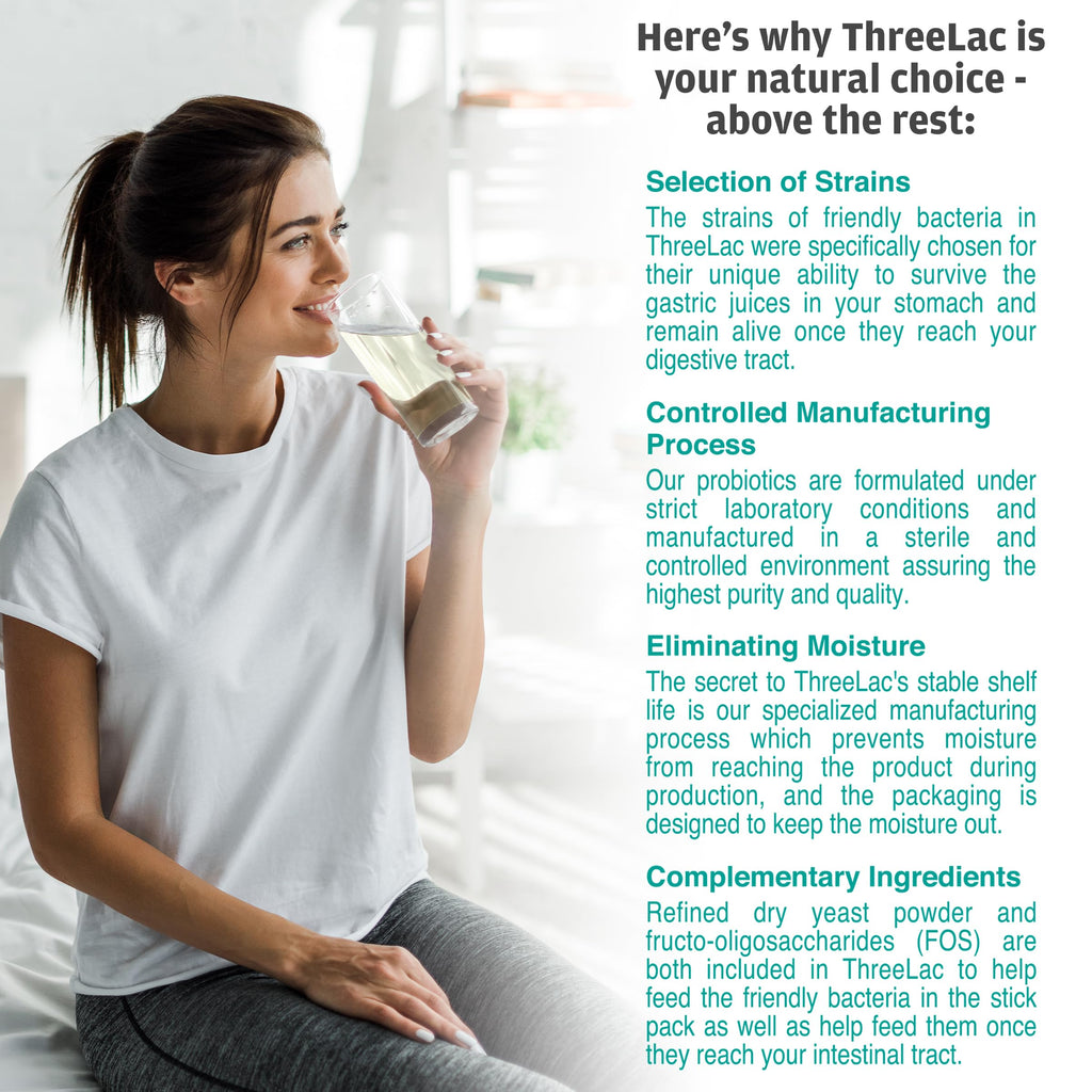 Global Health Trax GHT - ThreeLac Lemon Probiotic Drink Mix for Digestive Health - Advanced Probiotic Powder Formula for Men, Women & Kids - Immune Support & Gut Balance, Non-GMO - 60 Packets ght Global Health TraxBuy Supplements Australia