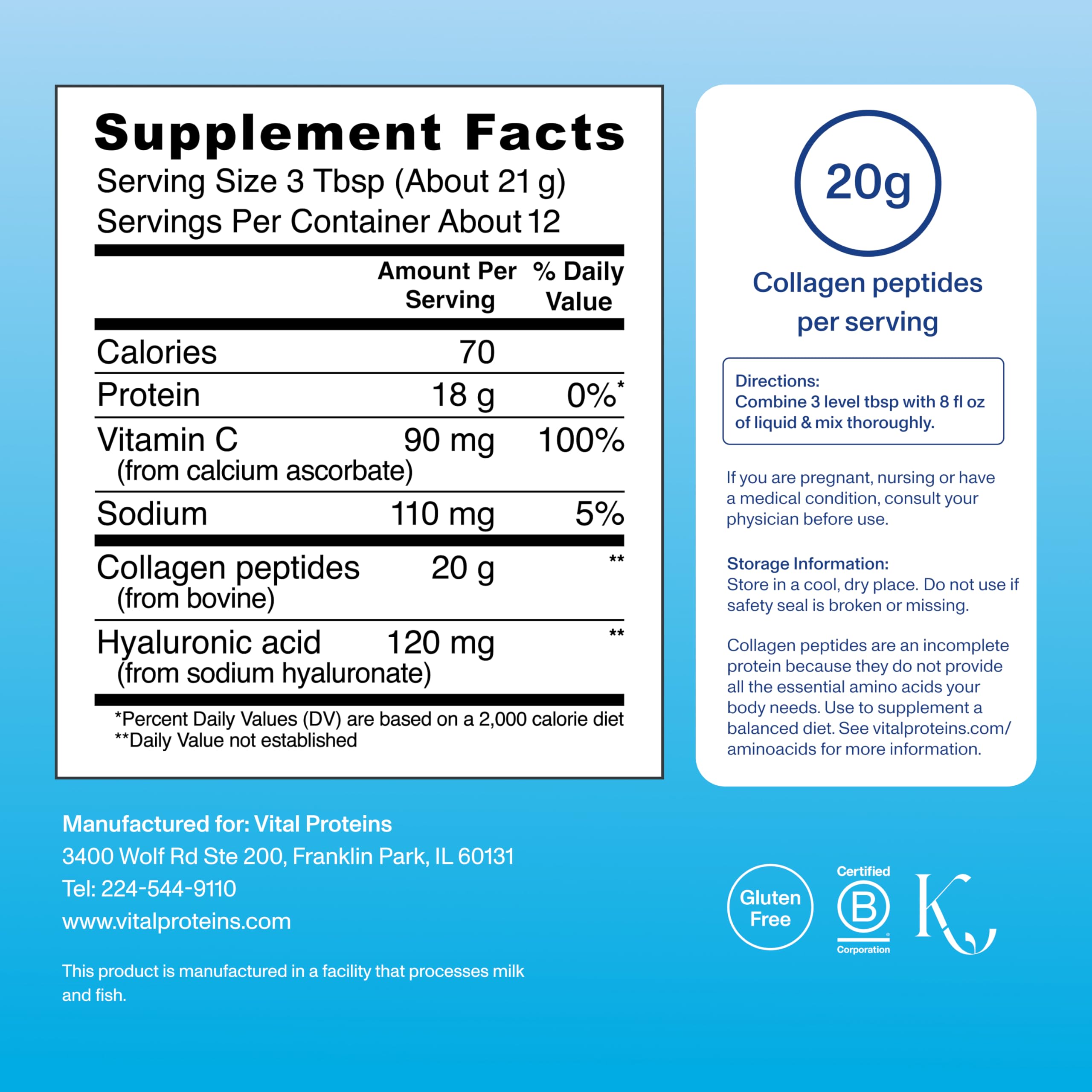 Vital Proteins Collagen Peptides Powder Advanced with Hyaluronic Acid & Vitamin C, Collagen Supplements, Unflavored, 12 Servings Vital ProteinsBuy Supplements Australia
