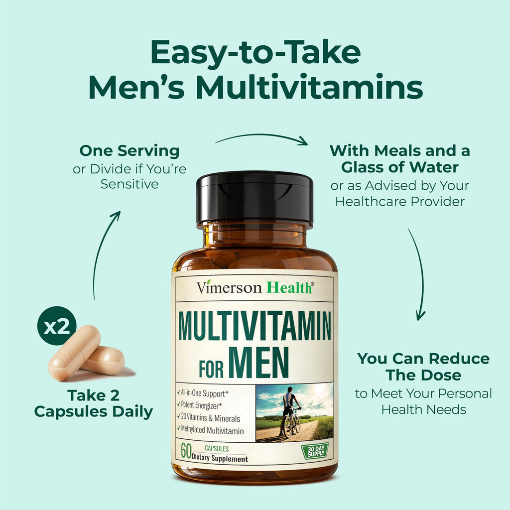 Multivitamin for Men – Methylated Mens Multivitamins & Multiminerals Capsules with Vitamin B12, A, D, C, Zinc, Magnesium & More for Complete Daily Support Vimerson HealthBuy Supplements Australia