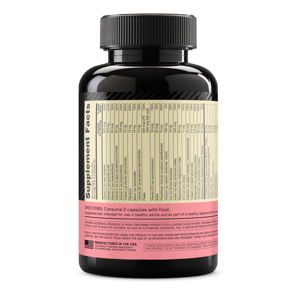 Optimum Nutrition Opti-Women, Vitamin C, Zinc and Vitamin D for Immune Support Womens Daily Multivitamin Supplement with Iron, Capsules, 120 Count Optimum NutritionBuy Supplements Australia
