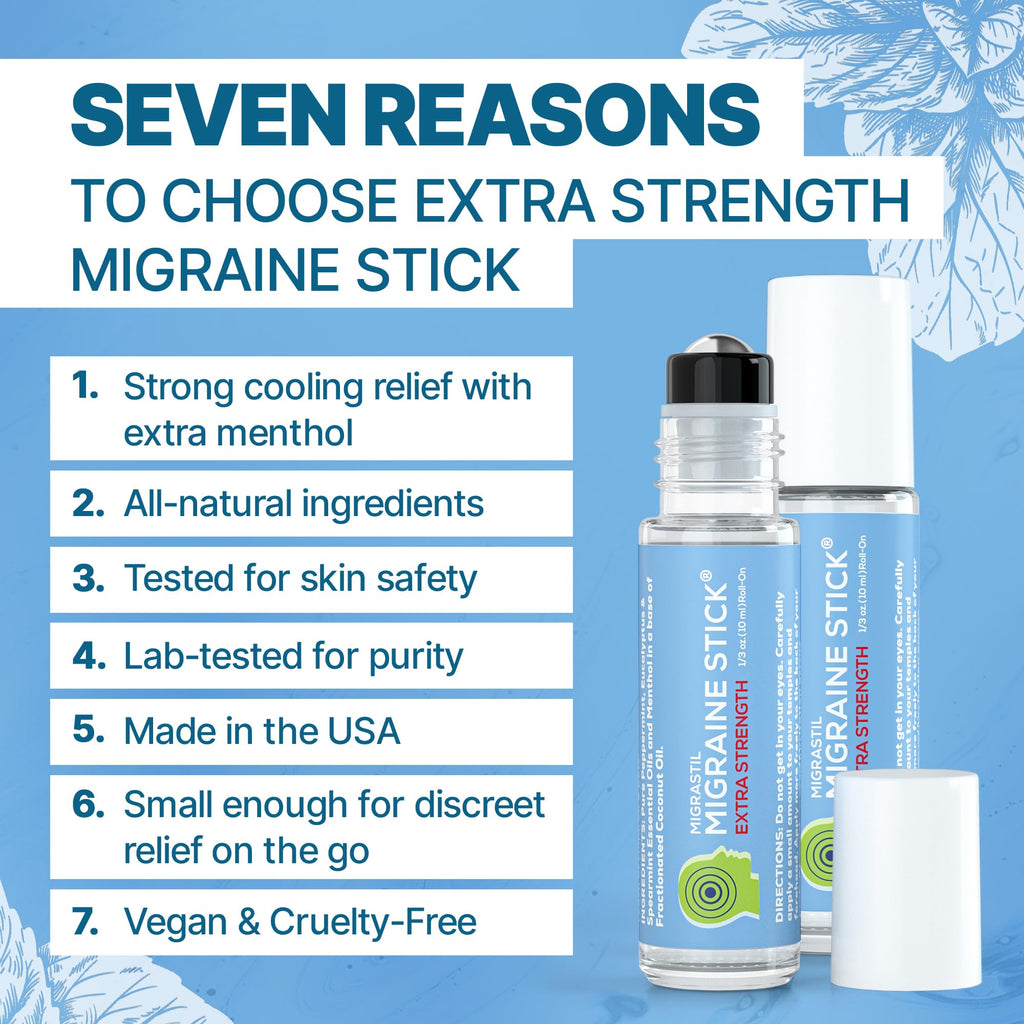 Basic Vigor Migrastil Extra Strength Migraine Stick Advanced Formula, Strong Aromatherapy Roll On Includes Menthol, Essential Oils, No Lavender, Made in The USA. Basic VigorBuy Supplements Australia