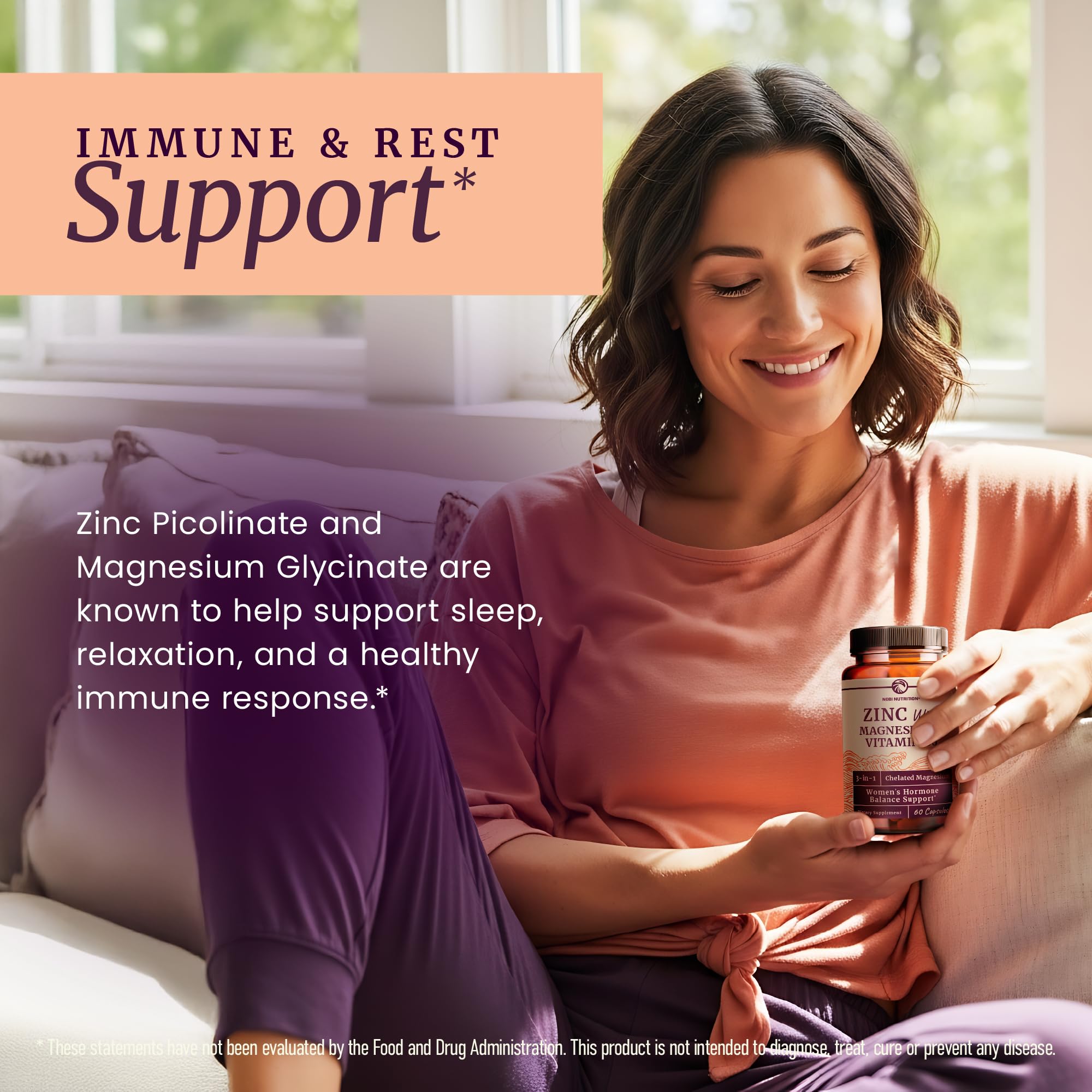 Zinc and Magnesium Supplement with Vitamin B6 | Women’s Hormone Balance, Menstrual Cycle & Immune Support | High Absorption Chelated Magnesium Glycinate with Zinc Picolinate and VIT B6 | 60 Ct Nobi NutritionBuy Supplements Australia