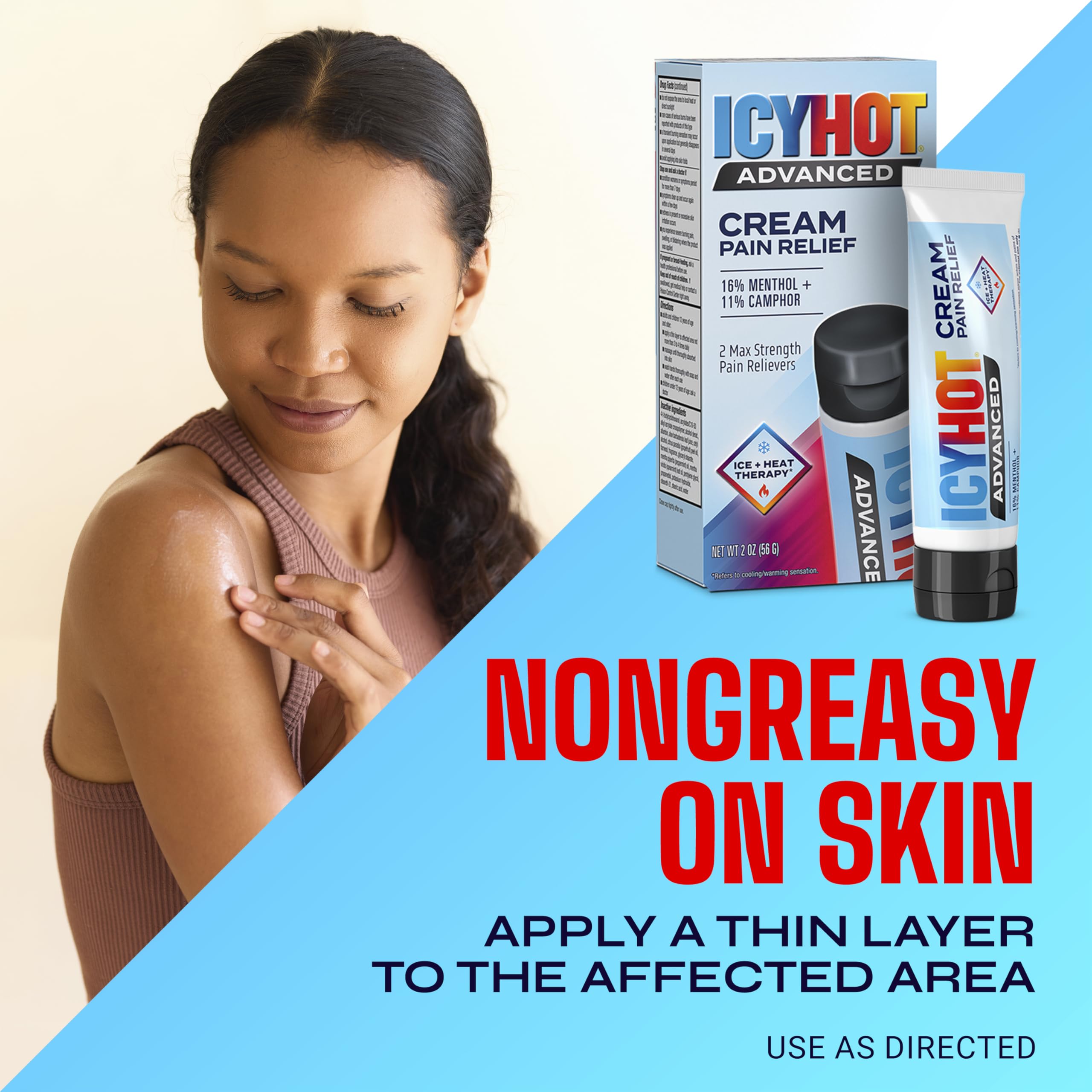 Icy Hot Advanced Pain Relief Cream, Fast-Acting, Max Strength Pain Relief with Menthol 16% and Camphor 11%, Ice and Heat Contrast Therapy for Backaches, Joints, Muscle Strains and Arthritis, 2 oz Icy HotBuy Supplements Australia