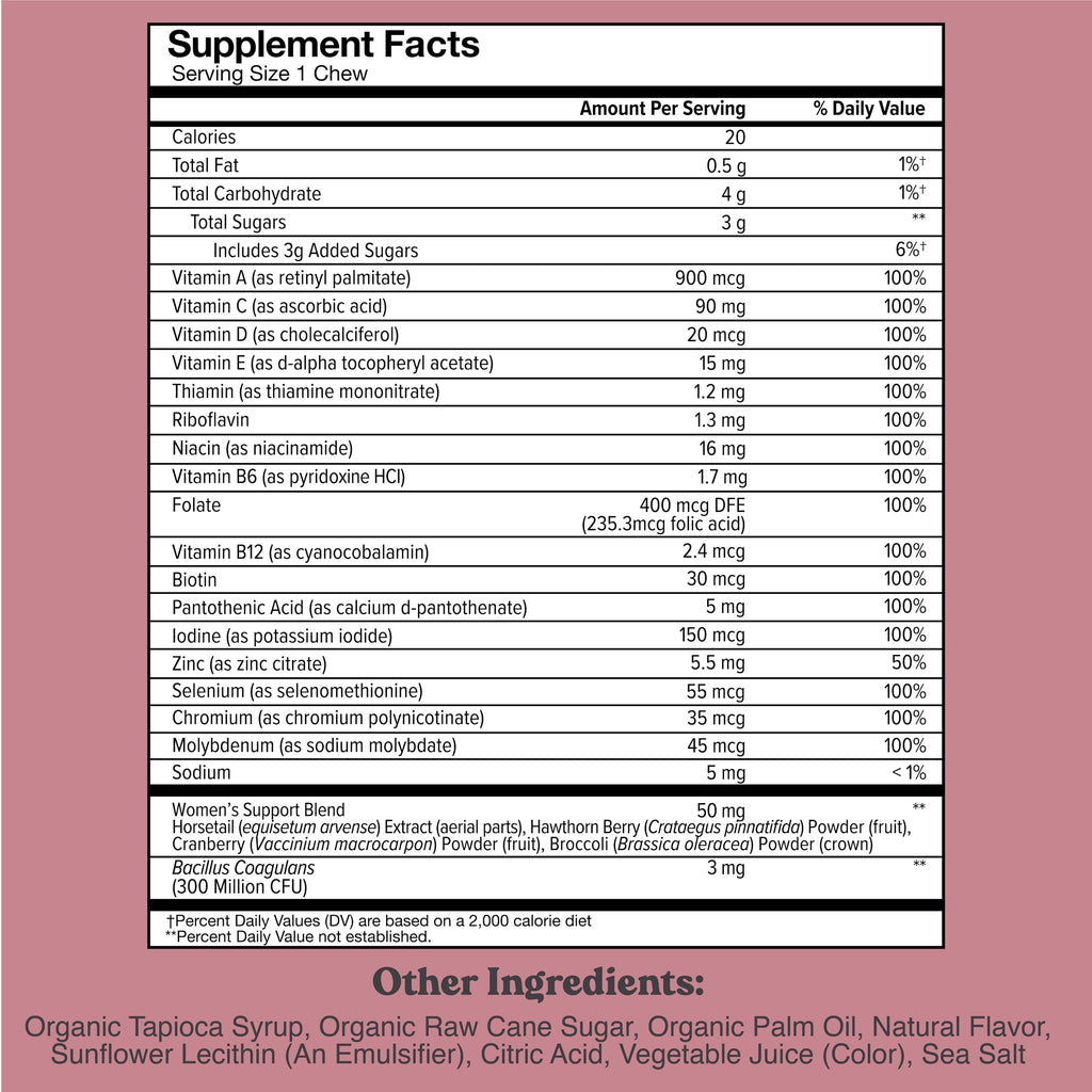 Chewsy Women's Multivitamin Chews, Immune & Energy Support, Vitamins C, B12, A, D, E CHEWSYBuy Supplements Australia