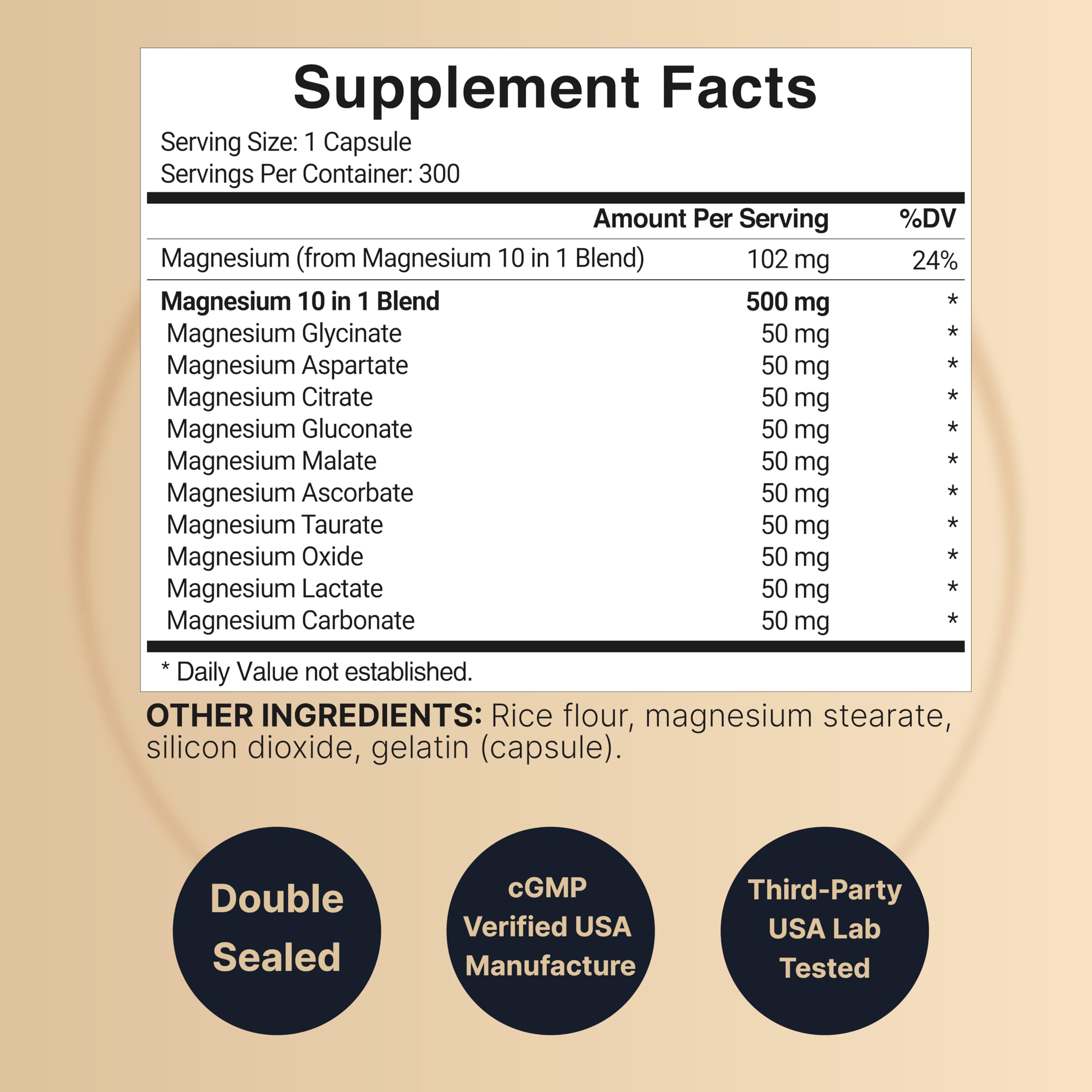 Magnesium Complex 500mg, 300 Capsules | 10-in-1 Magnesium Glycinate, Citrate, Malate & More | Chelated Form for Easy Absorption | Non-GMO NatureBell buy supplements Au