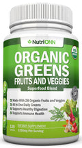 Organic Super Greens Capsules - Fruit And Vegetable Supplements - 120 Count - 28 USDA Organic & Vegan Premium Ingredients - Superfood Blend For Immune Health, Digestion & Energy - Whole Food Vitamins NutriONNBuy Supplements Australia