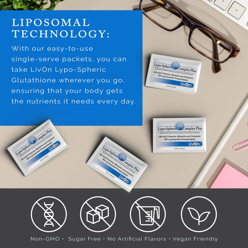 LivOn Laboratories Lypo–Spheric B Complex Plus – 30 Packets – 195 mg B Vitamins, Minerals & Cinnamon Per Packet – Liposome Encapsulated for Improved Absorption – 100% Non–GMO LivOn LaboratoriesBuy Supplements Australia