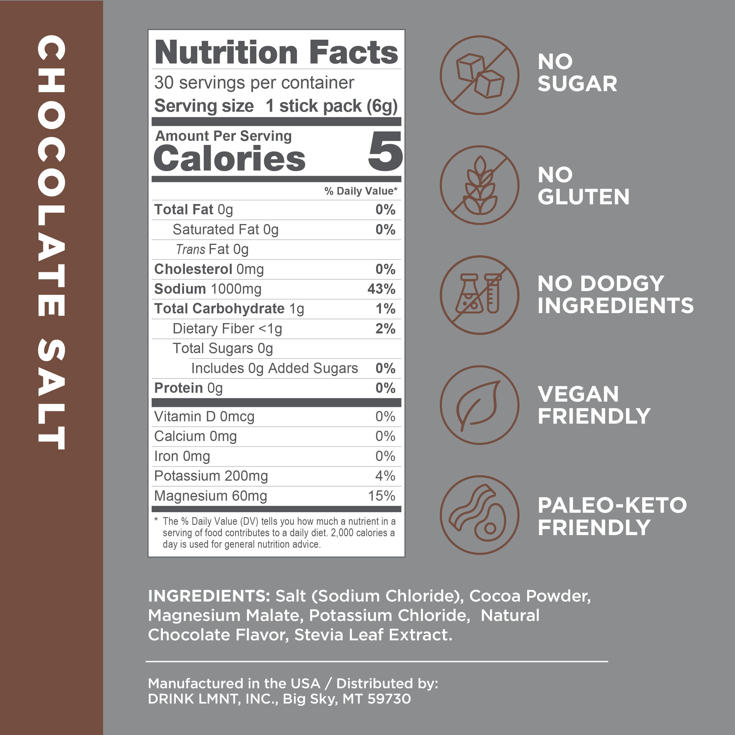LMNT Zero-Sugar Electrolytes - Hot Chocolate Salt - Hydration Powder Packets Drink LMNTBuy Supplements Australia