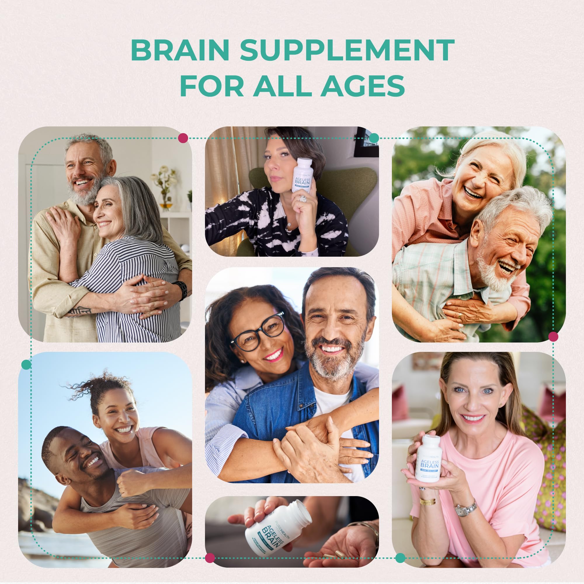 PUREHEALTH RESEARCH Ageless Brain Supplements for Memory and Focus - Nootropic Brain Health Supplement for Adults - with Bacopa Monieri, Alpha GPC, L-Tyrosine, Vitamin B6, Niacin & More, 60 Capsules PUREHEALTH RESEARCHBuy Supplements Australia