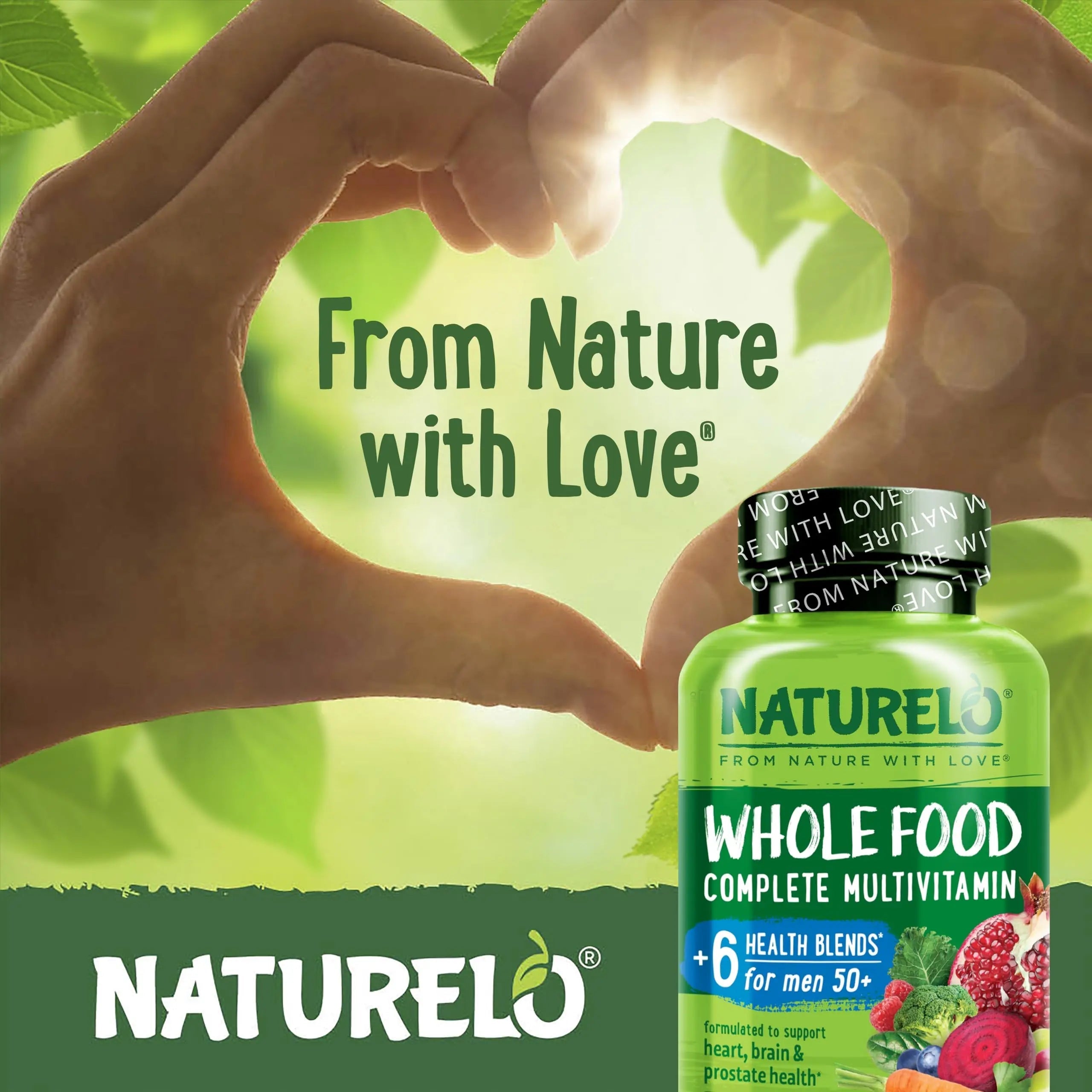 NATURELO Whole Food Multivitamin for Men 50+ - with Vitamins, Minerals, Organic Herbal Extracts - Vegan Vegetarian NATURELOBuy Supplements Australia