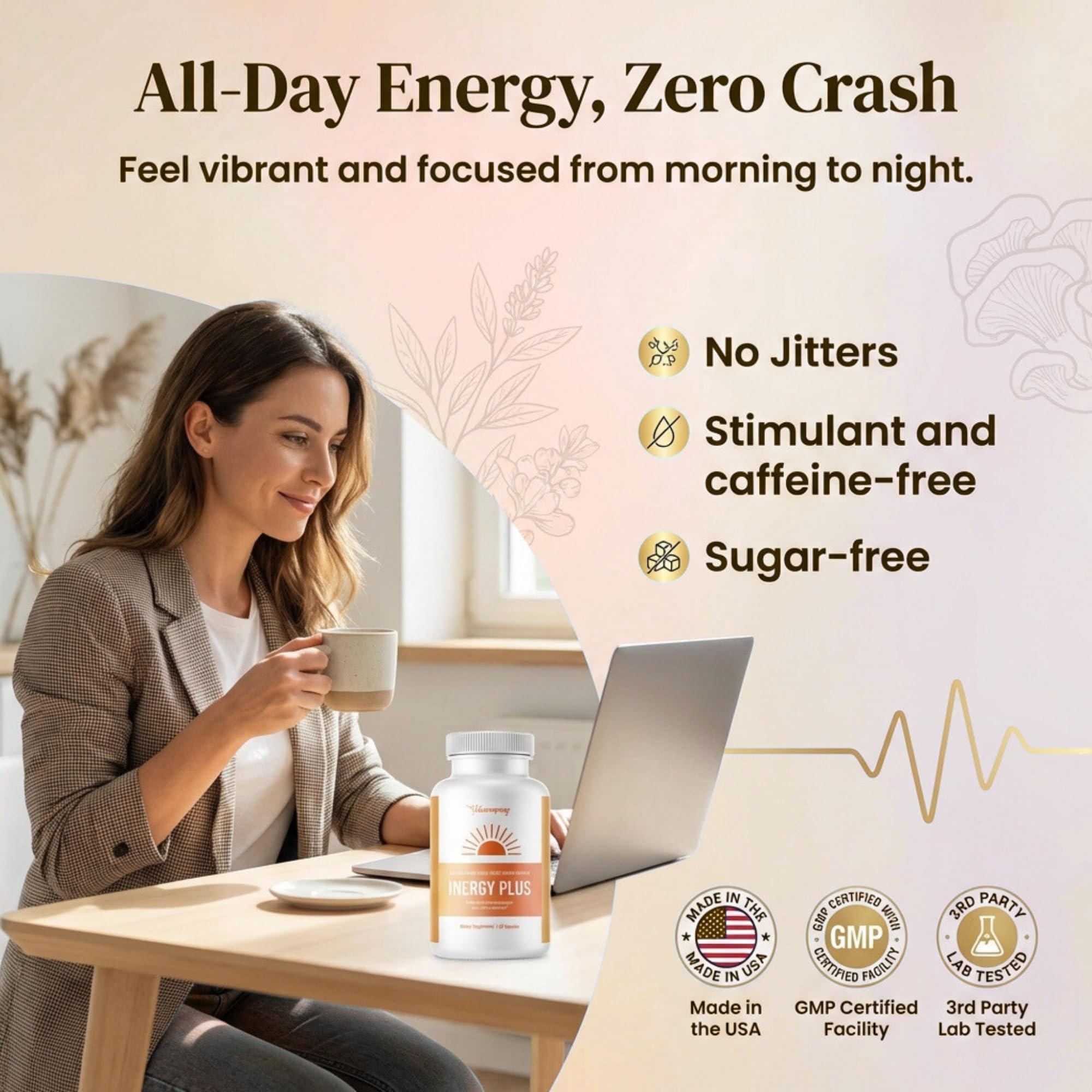 InergyPLUS | Energy Vitamins for Women, Fatigue, Natural Energy Supplements for Focus | Vitamin B12, Folic Acid, Rhodiola Rosea