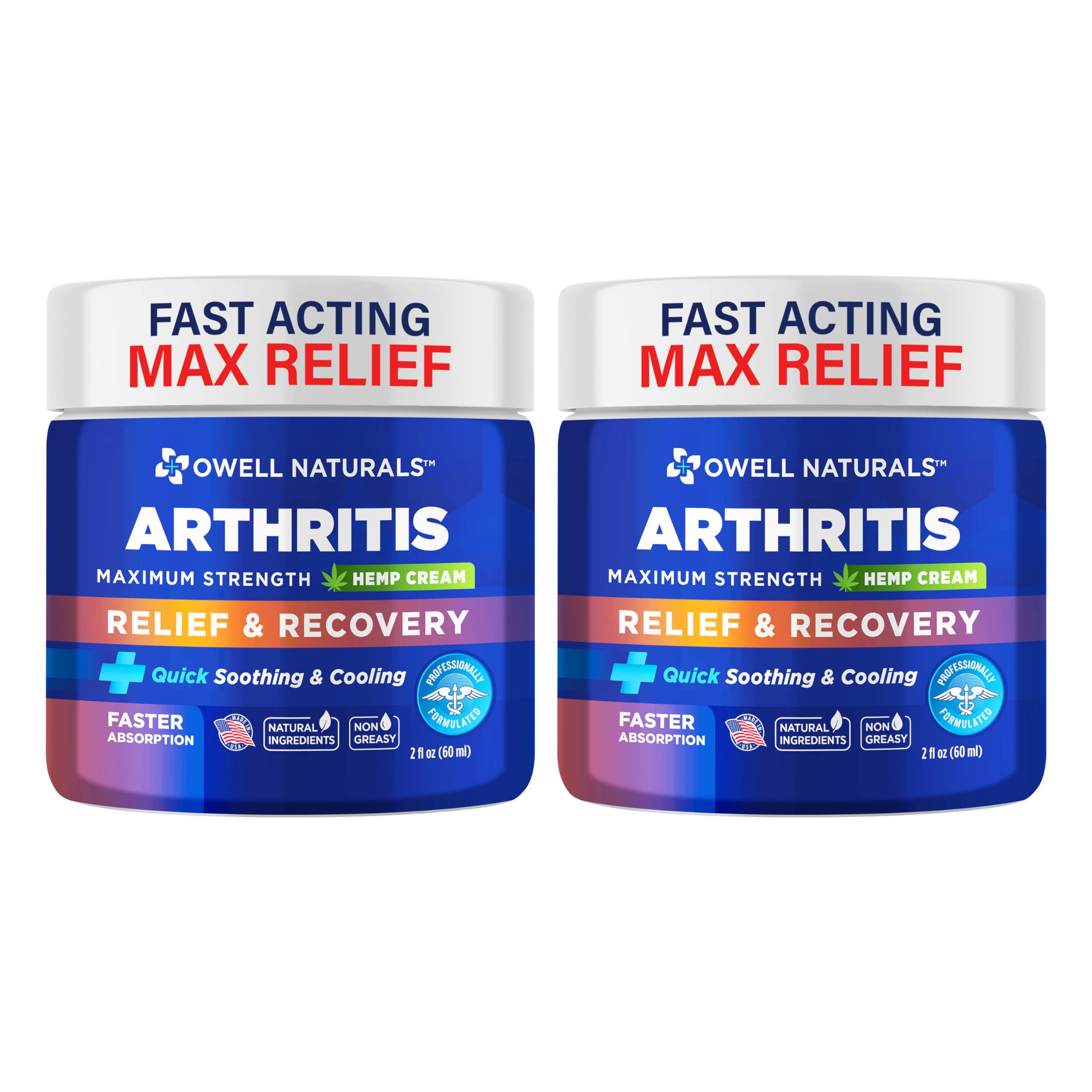 OWELL NATURALS Joint & Muscle Ream, Maximum Strength Relief & Recovery for Back, Neck, Feet with Aloe Vera, Vitamin B6 MSM, 2 Oz, (2 Pack) Owell NaturalsBuy Supplements Australia