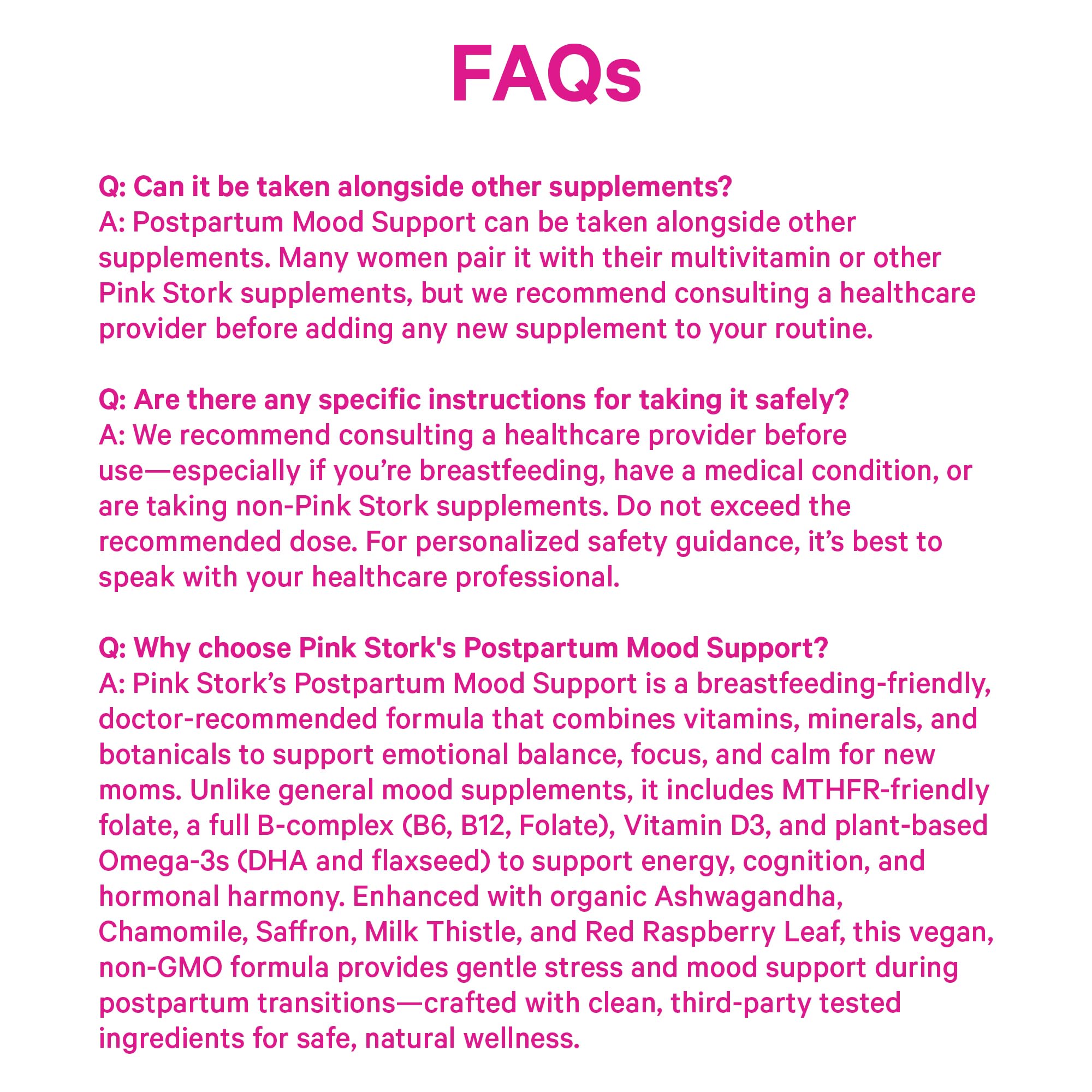 Pink Stork Postpartum Mood Support - Postnatal Hormone Balance for Women - Breastfeeding Friendly - Stress & Cognitive Support, New Mom Essentials - Ashwagandha, Chamomile, & Vitamin D, 60 Capsules Pink StorkBuy Supplements Australia
